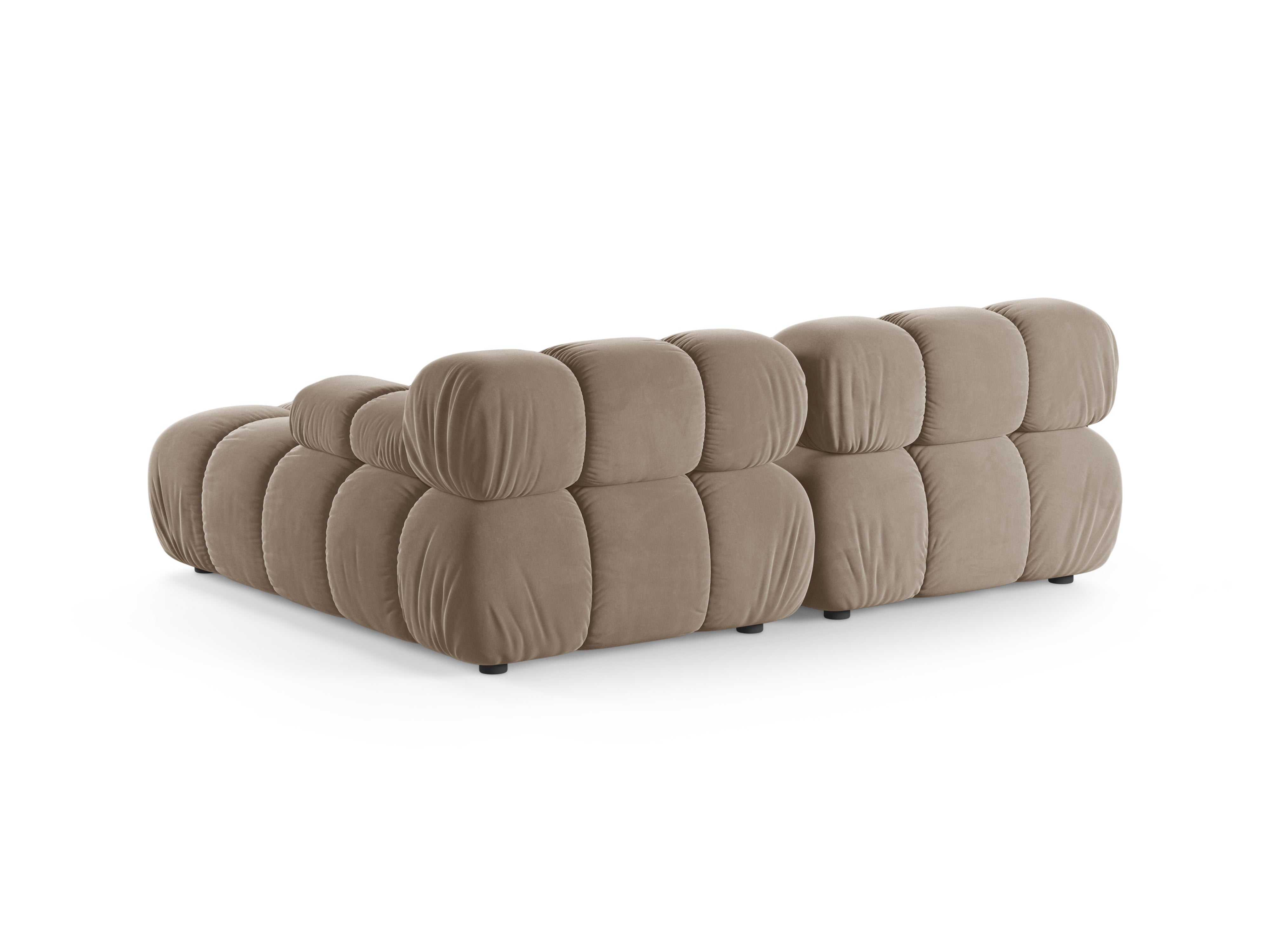 Samt-Ecksofa für 2 Personen, rechtsseitig, BELLIS in Cappuccino.