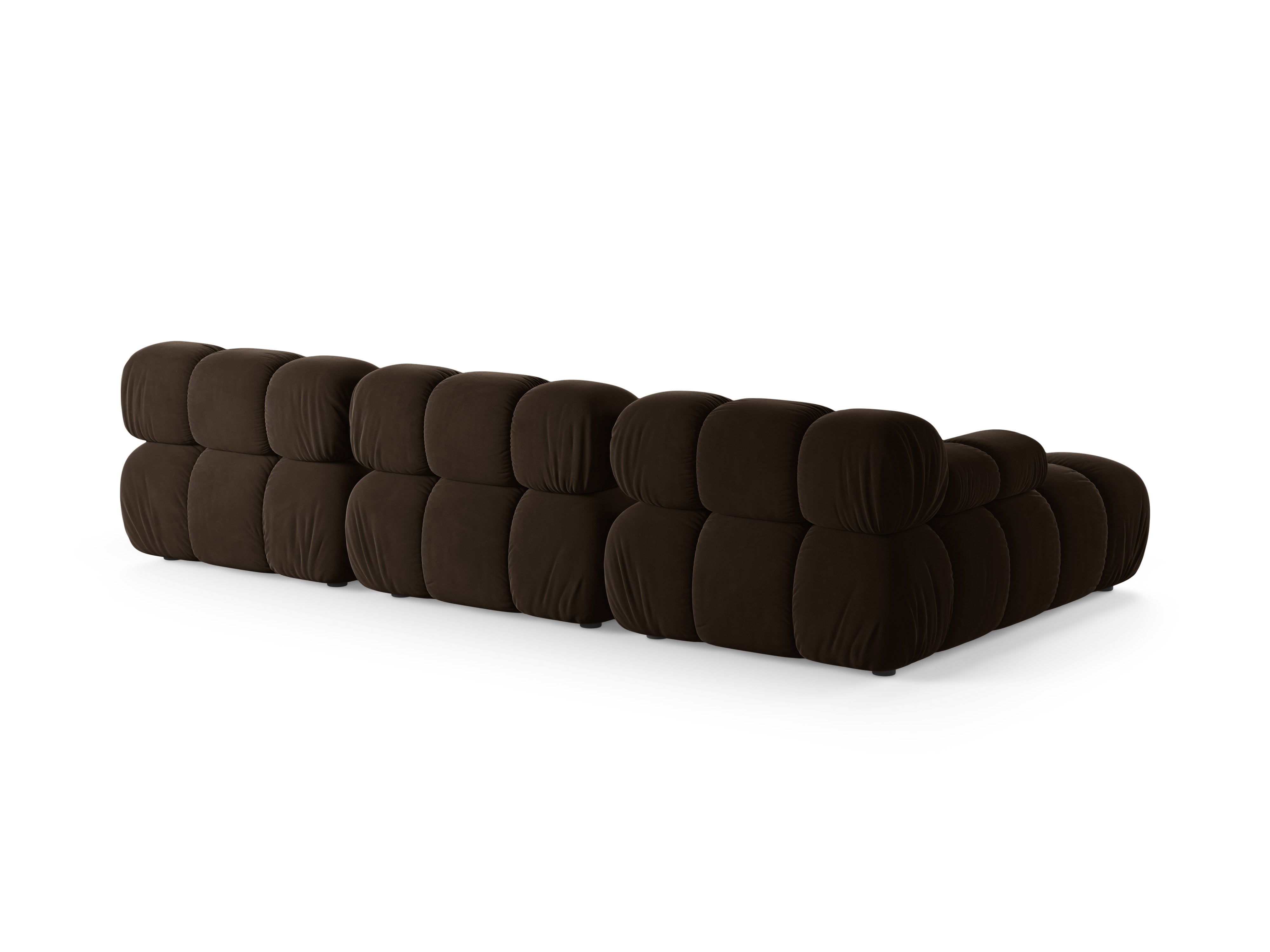 Samt-Ecksofa für 3 Personen, linksseitig, BELLIS in Schokoladenfarbe