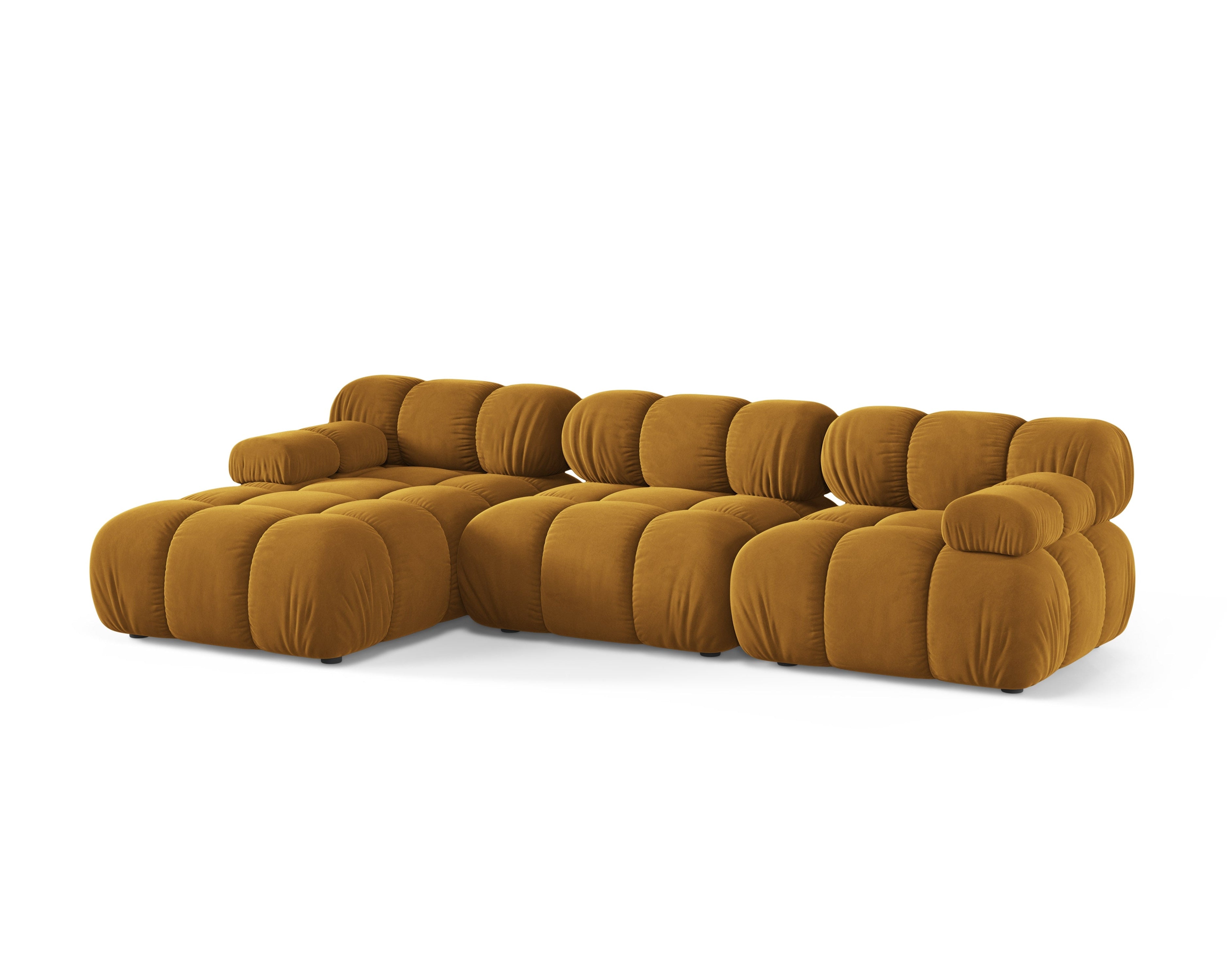 Samt-Ecksofa für 3 Personen, linksseitig, BELLIS in Senfgelb