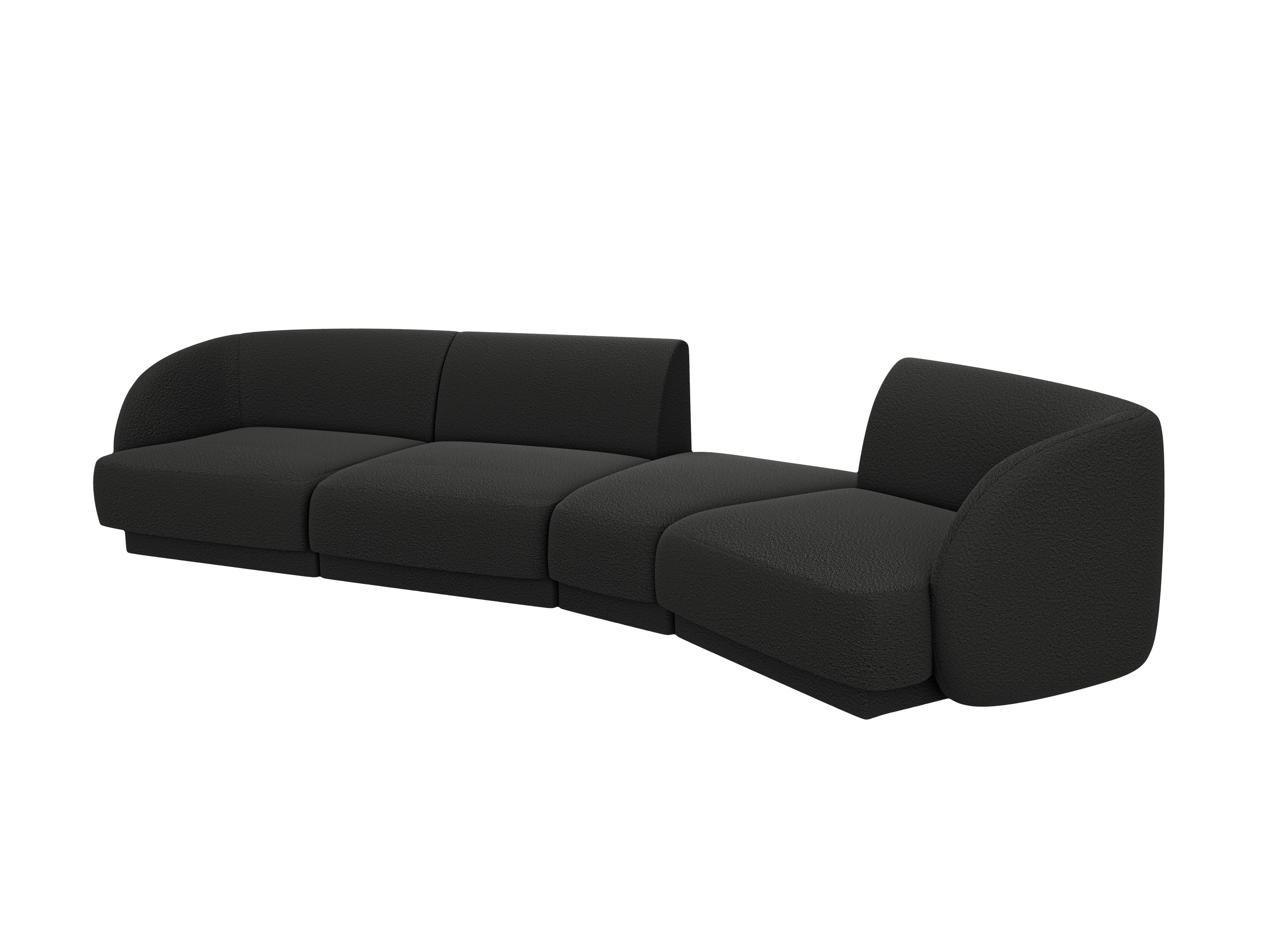 Modularsofa rechtsseitig für 6 Personen MILEY schwarz Boucle