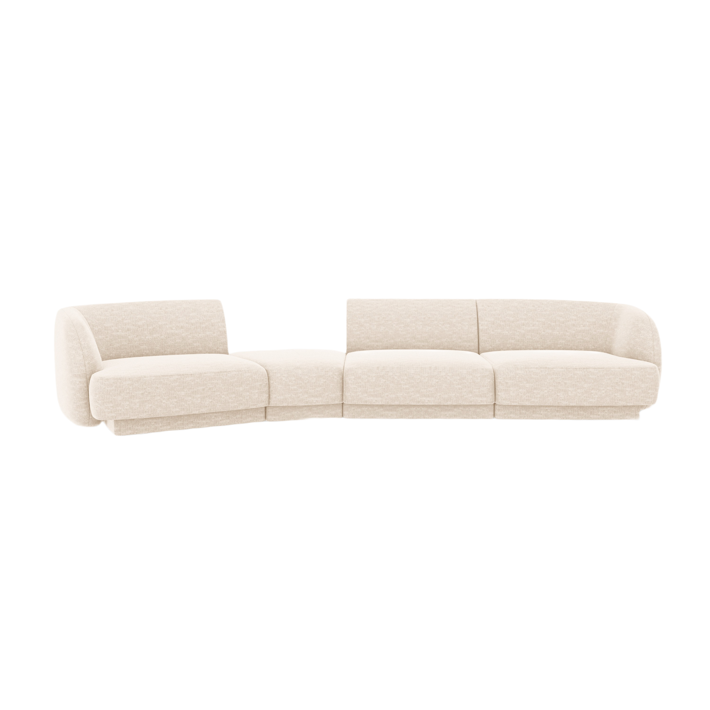 Modulares Sofa linksseitig für 6 Personen MILEY hellbeige schimmernder Chenille