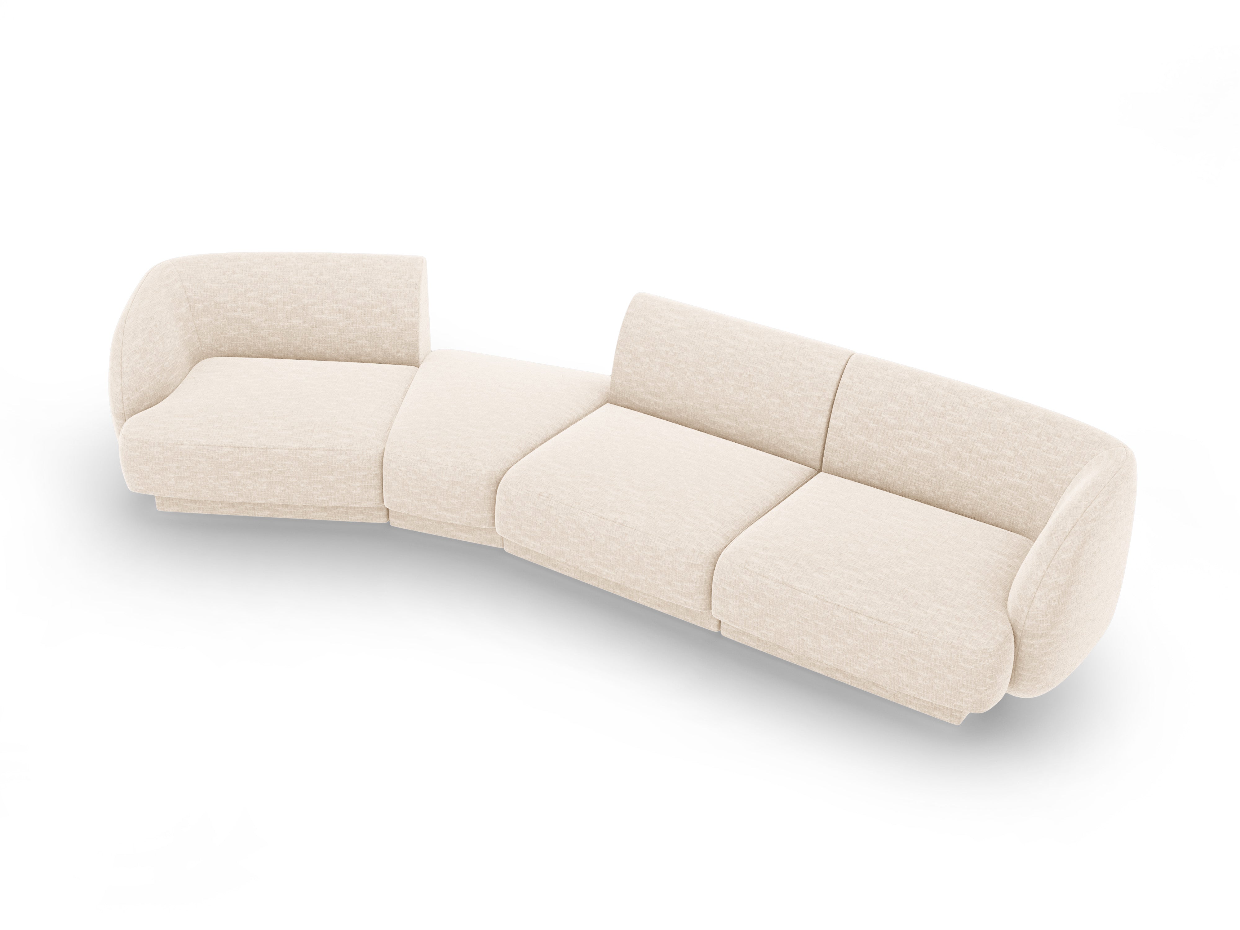 Modulares Sofa linksseitig für 6 Personen MILEY hellbeige schimmernder Chenille