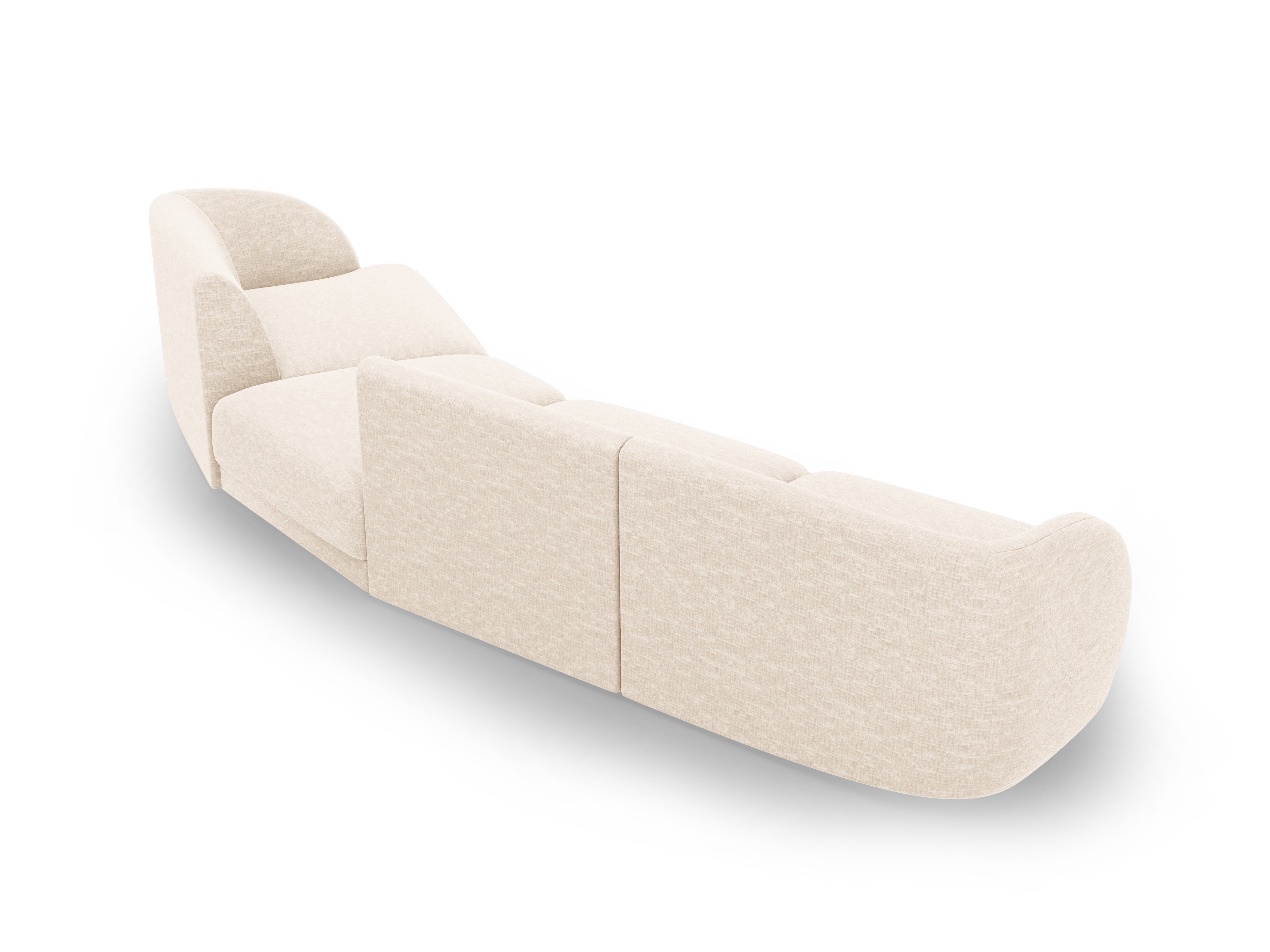 Right-facing modular sofa for 6 people MILEY light beige silky chenille