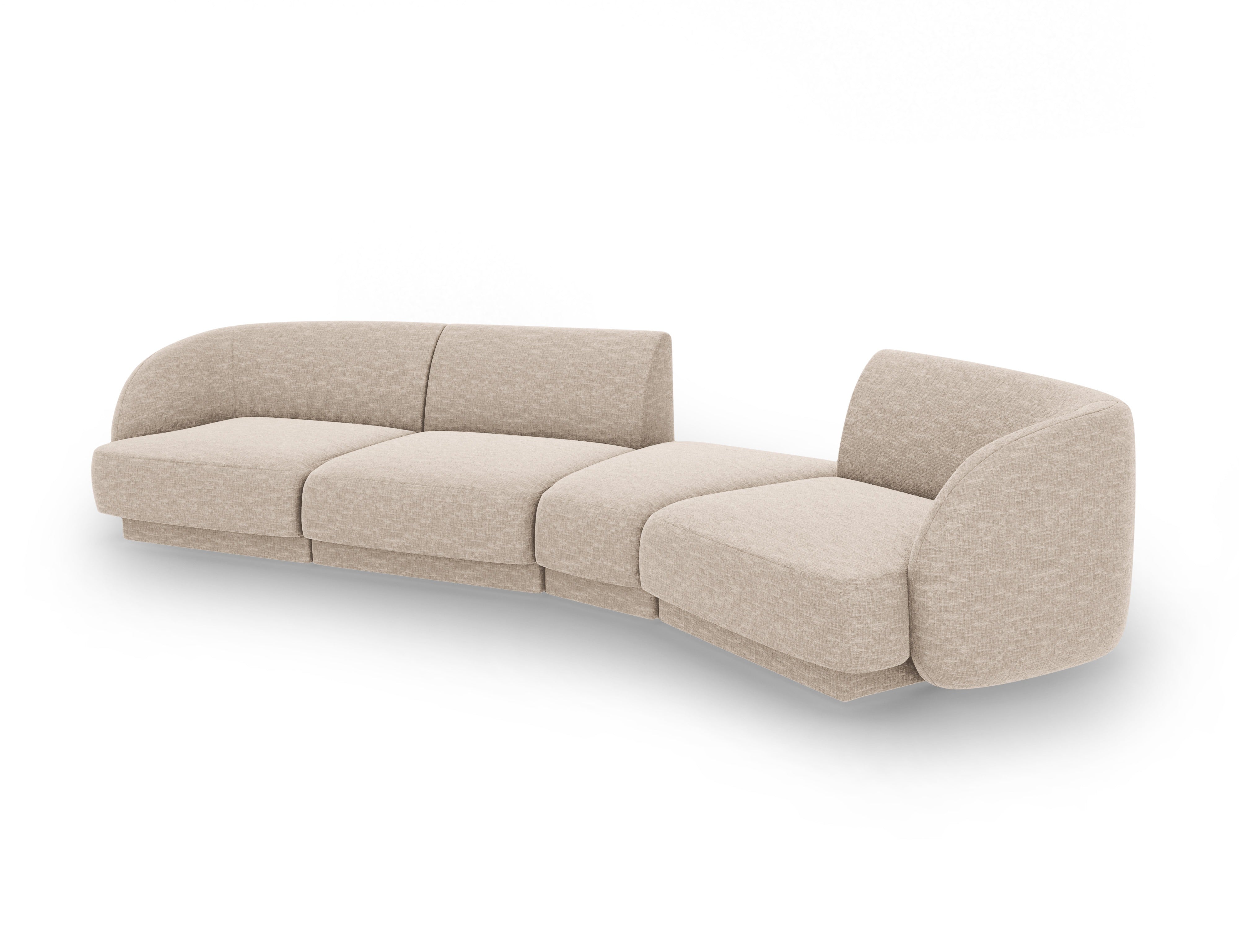 Modular Sofa rechtsseitig für 6 Personen MILEY beige schimmerndes Chenille