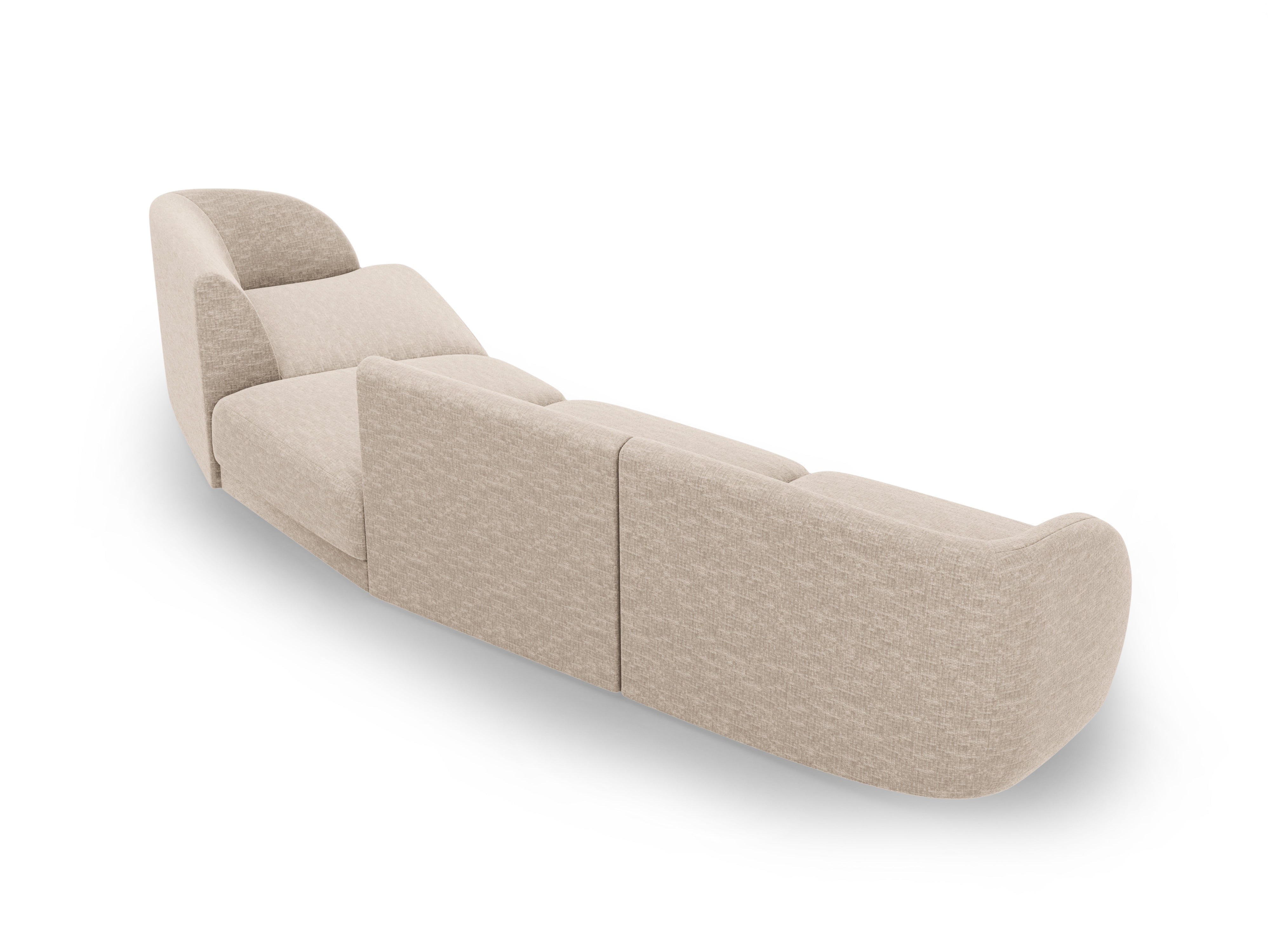 Modular Sofa rechtsseitig für 6 Personen MILEY beige schimmerndes Chenille