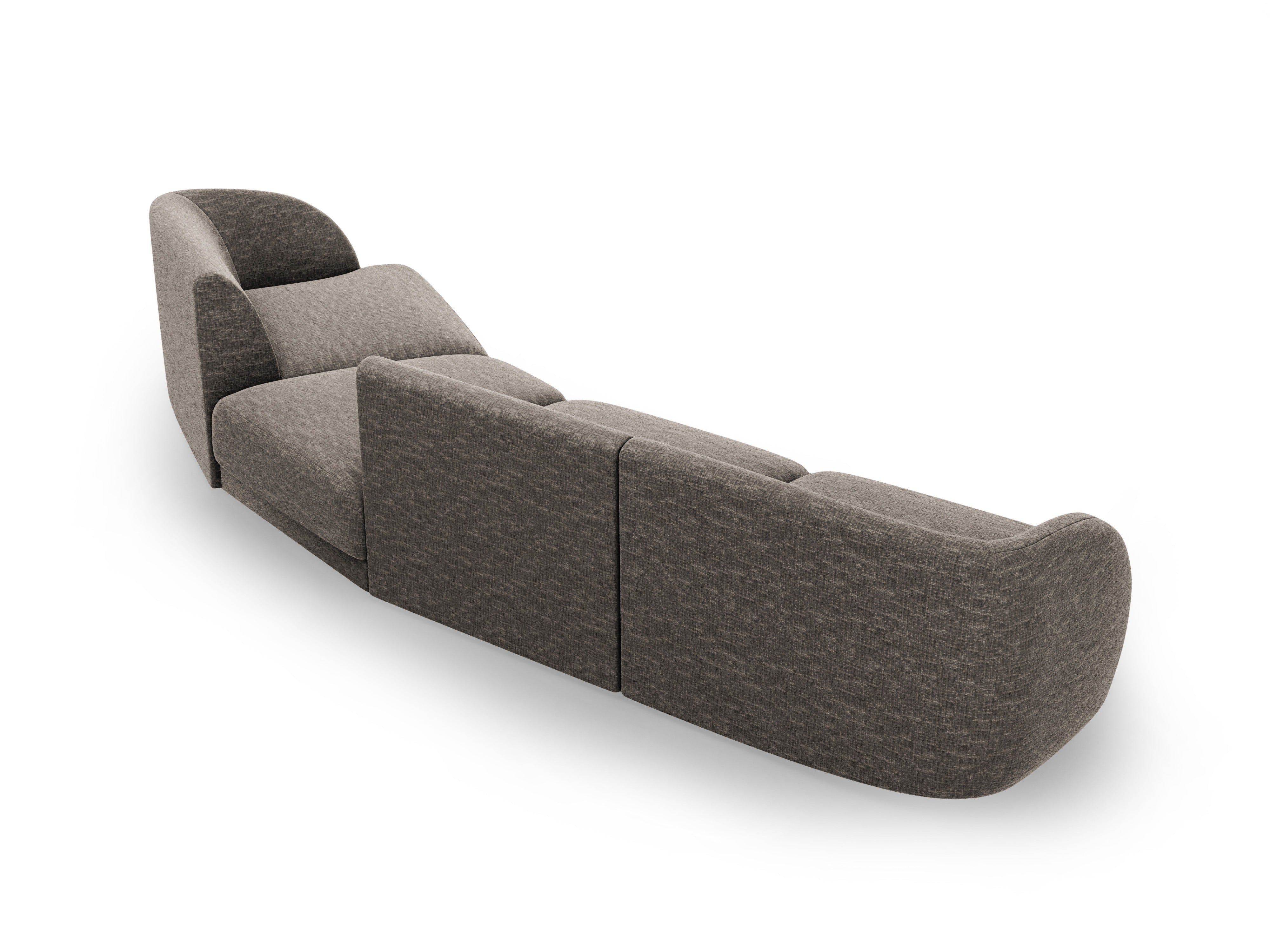 Modularsofa rechtsseitig für 6 Personen MILEY graues Chenille seidig