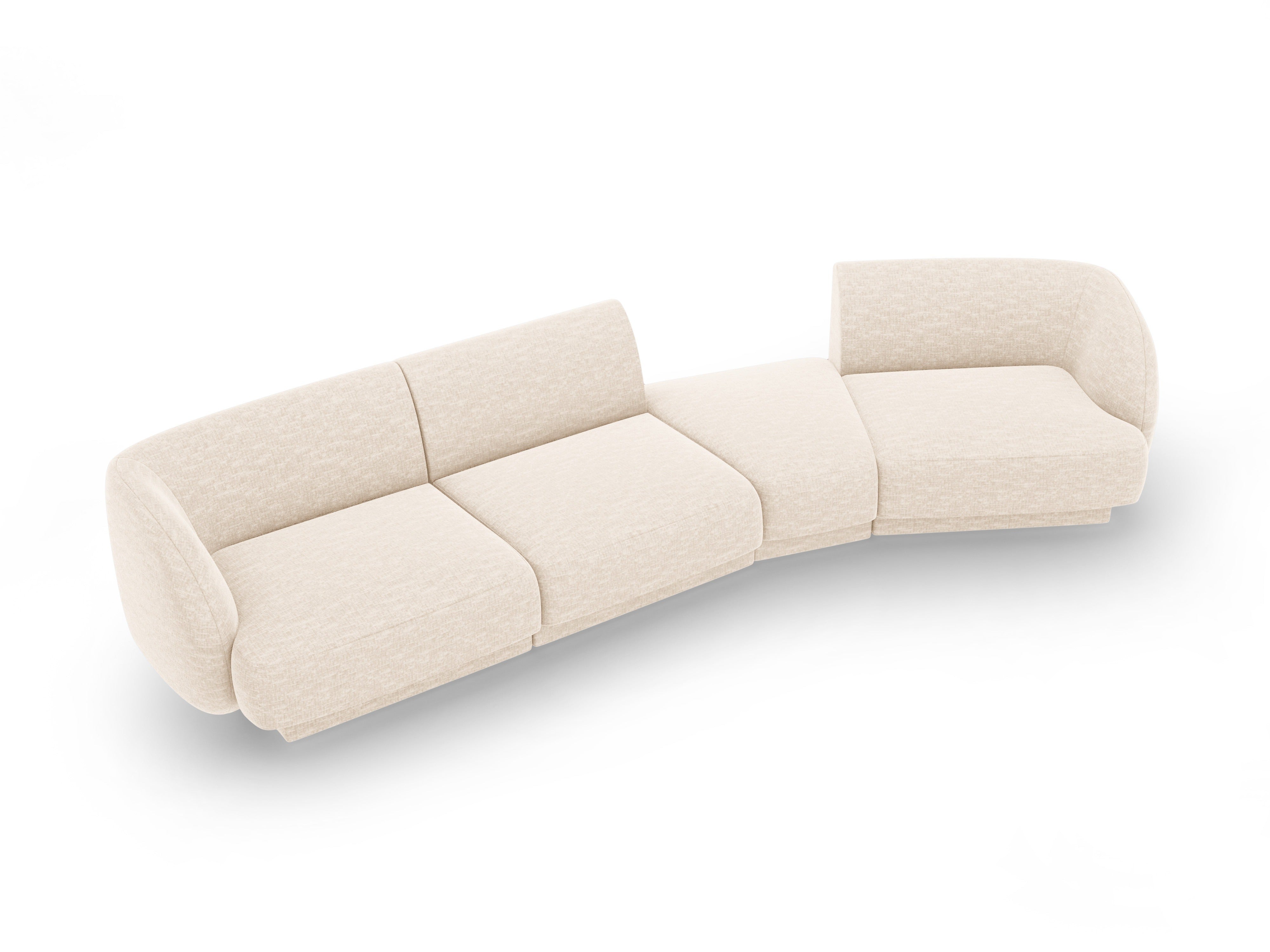 Modularsofa rechtsseitig für 6 Personen MILEY Elfenbein Chenille