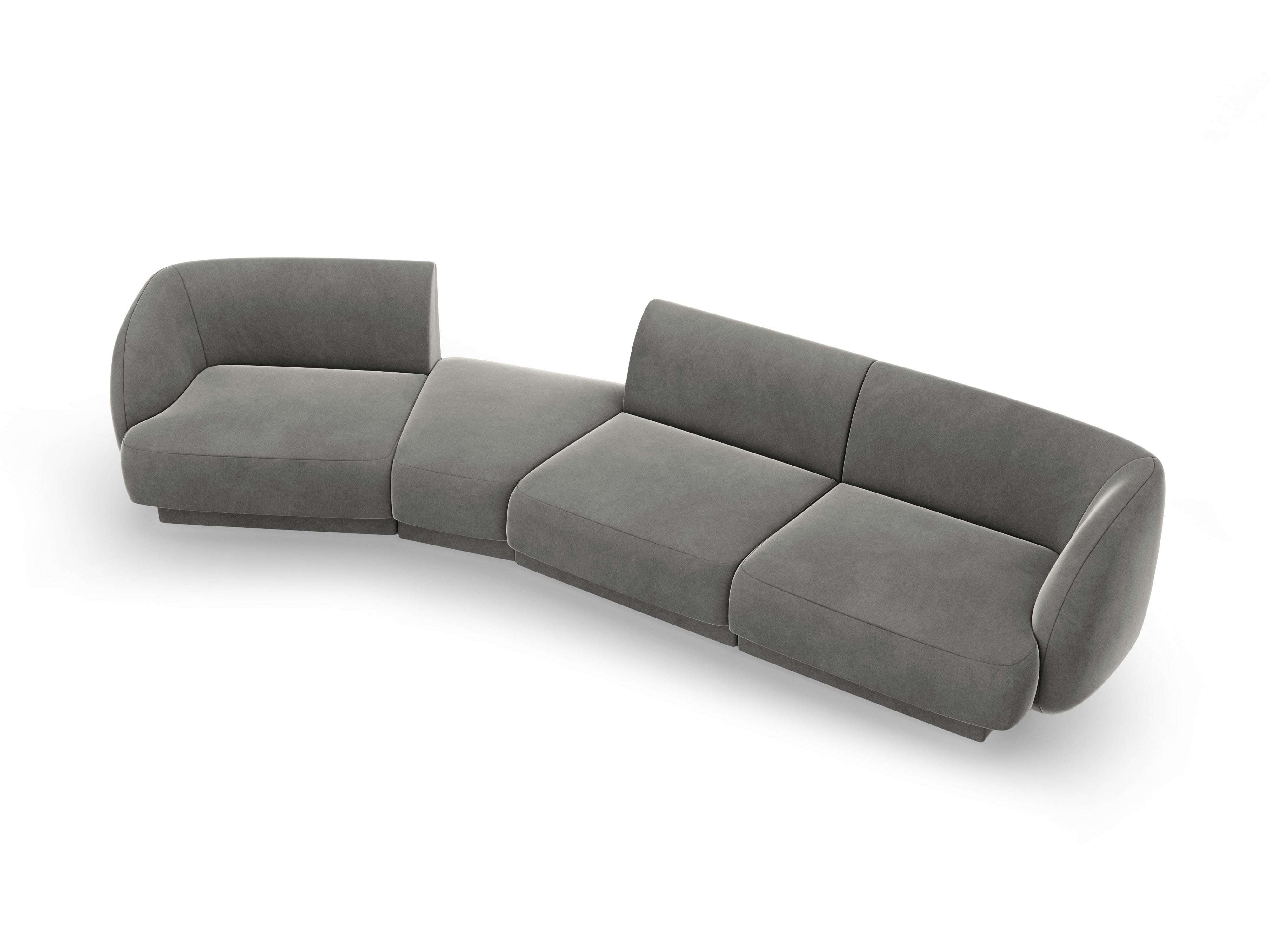 Modulares Sofa linksseitig für 6 Personen aus Samt MILEY hellgrau