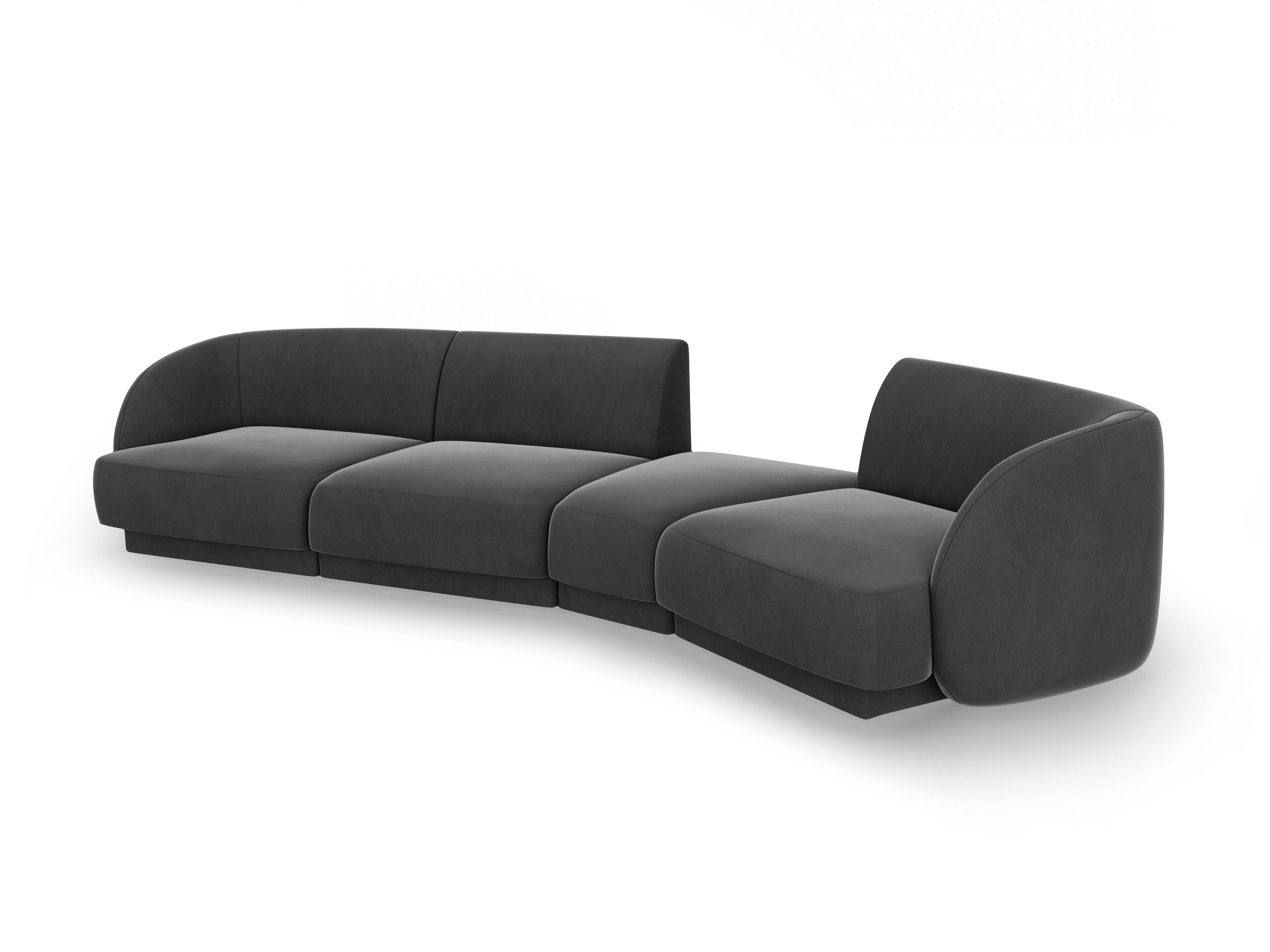 Modularsofa rechtsseitig für 6 Personen aus Samt MILEY grau