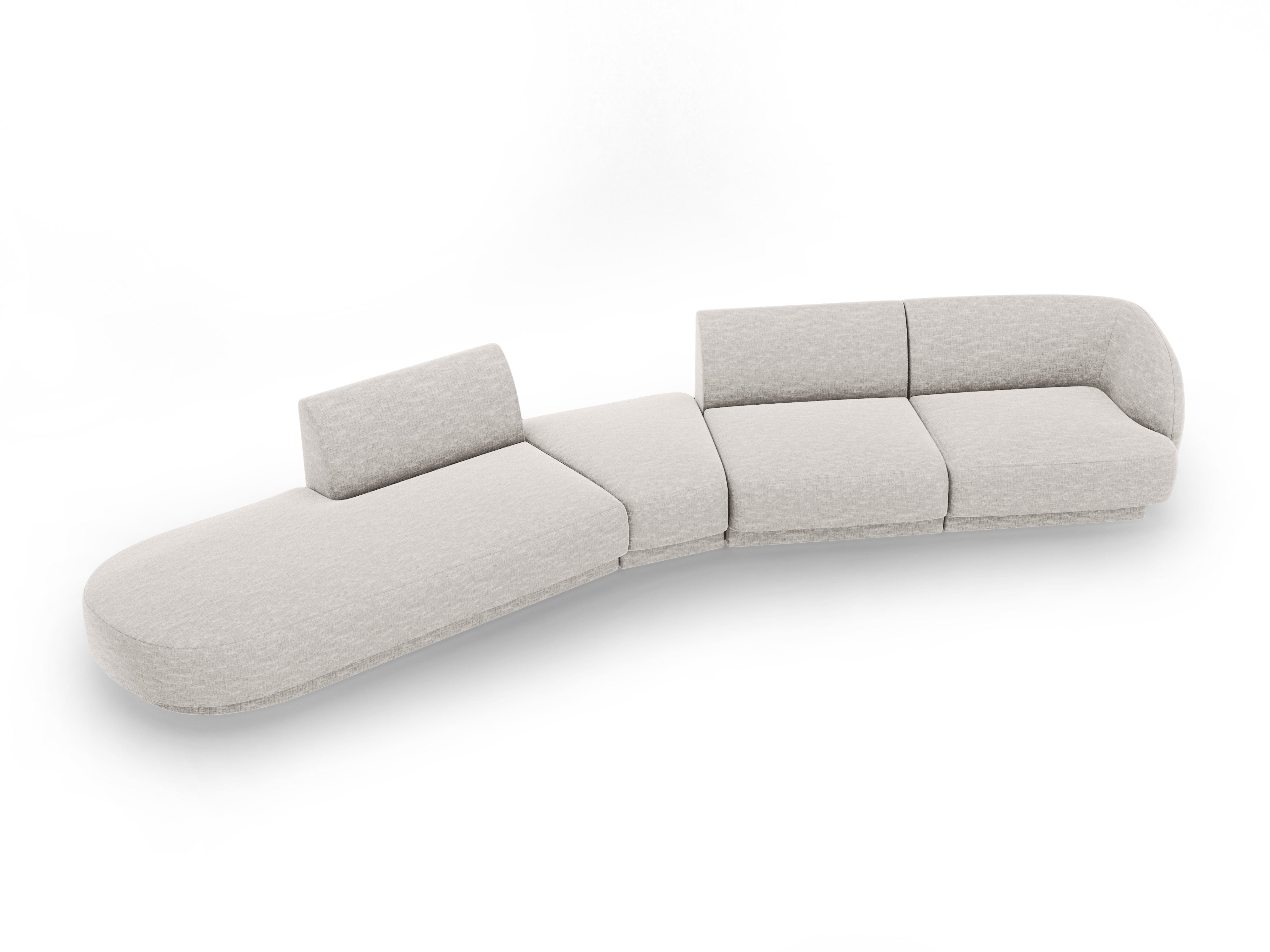 Left-facing modular corner sofa for 7 people MILEY gray chenille