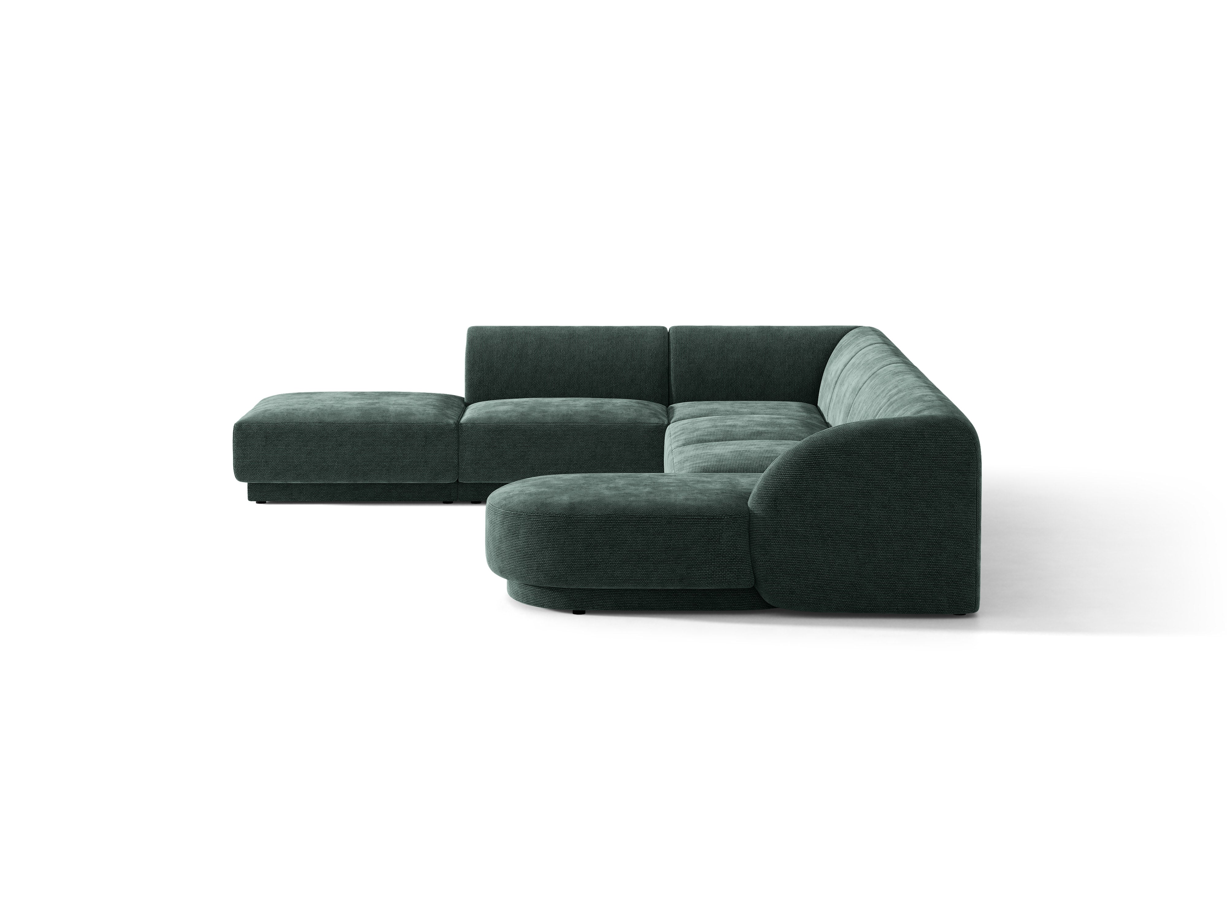 Linksseitige panoramische 6-Sitzer-Couch MILEY petrol samtig