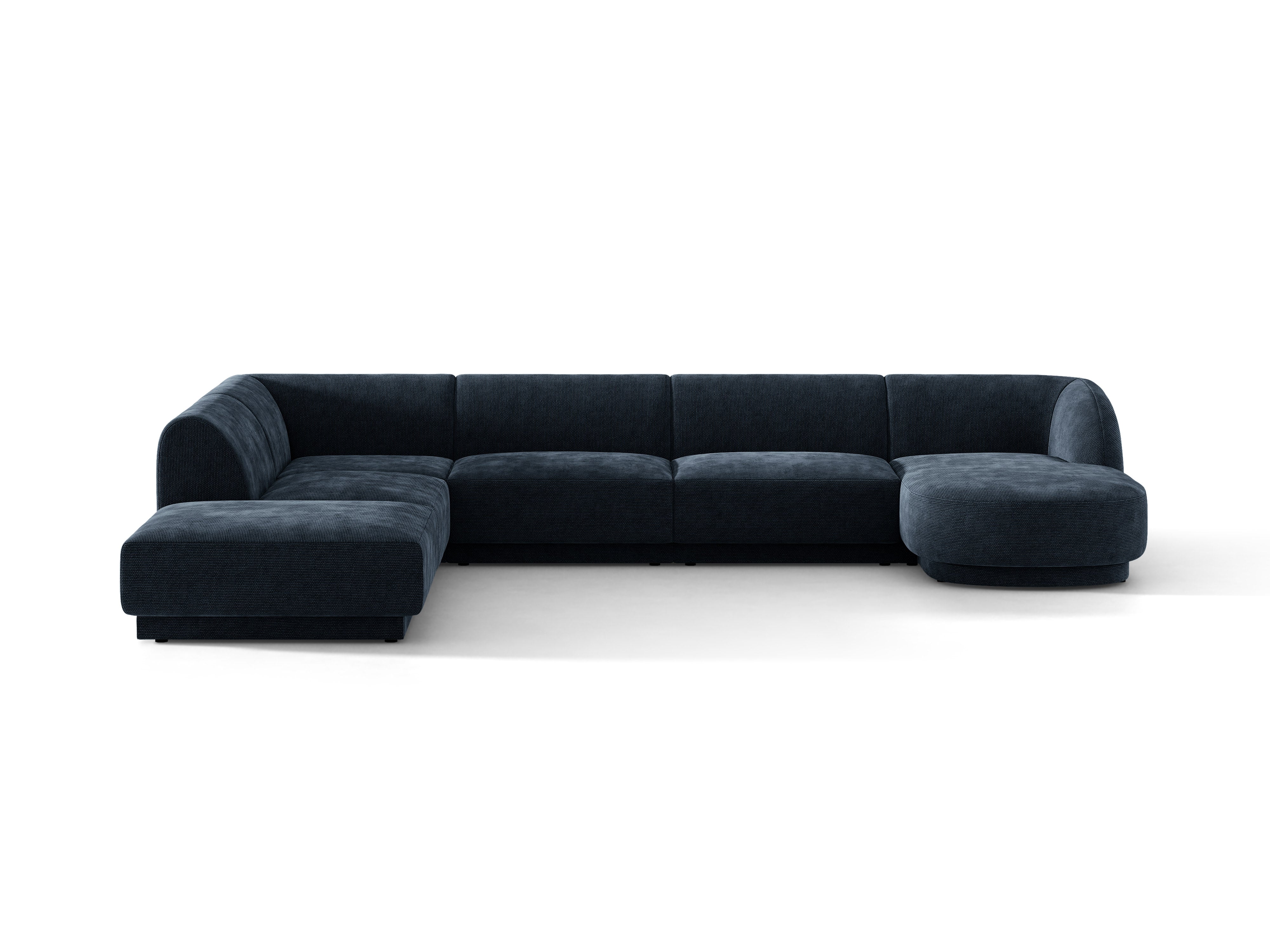Panoramischer linksseitiger 6-Sitzer MILEY in seidenweichem granatblauen Chenille