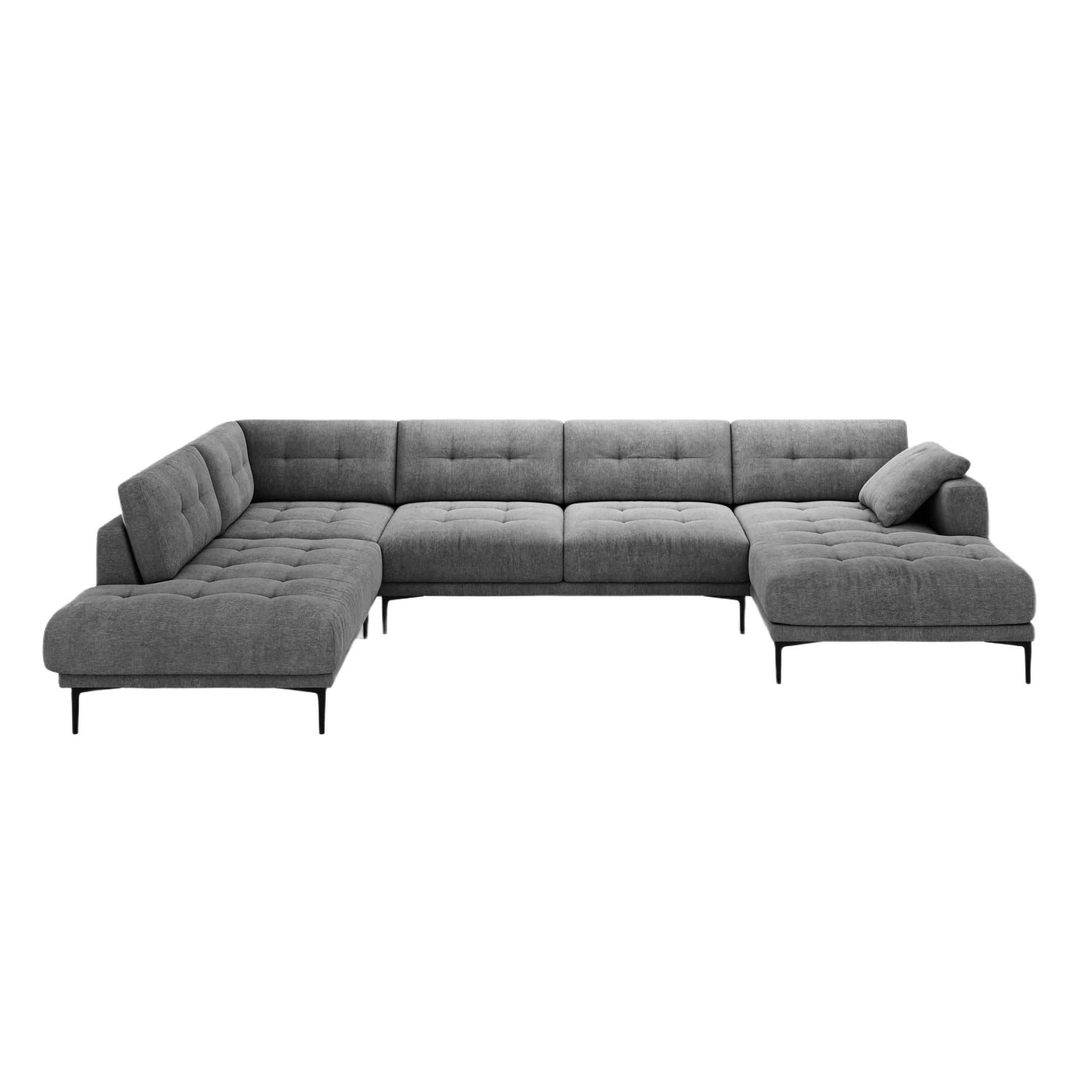 Left-sided panoramic corner sofa BEMY gray chenille