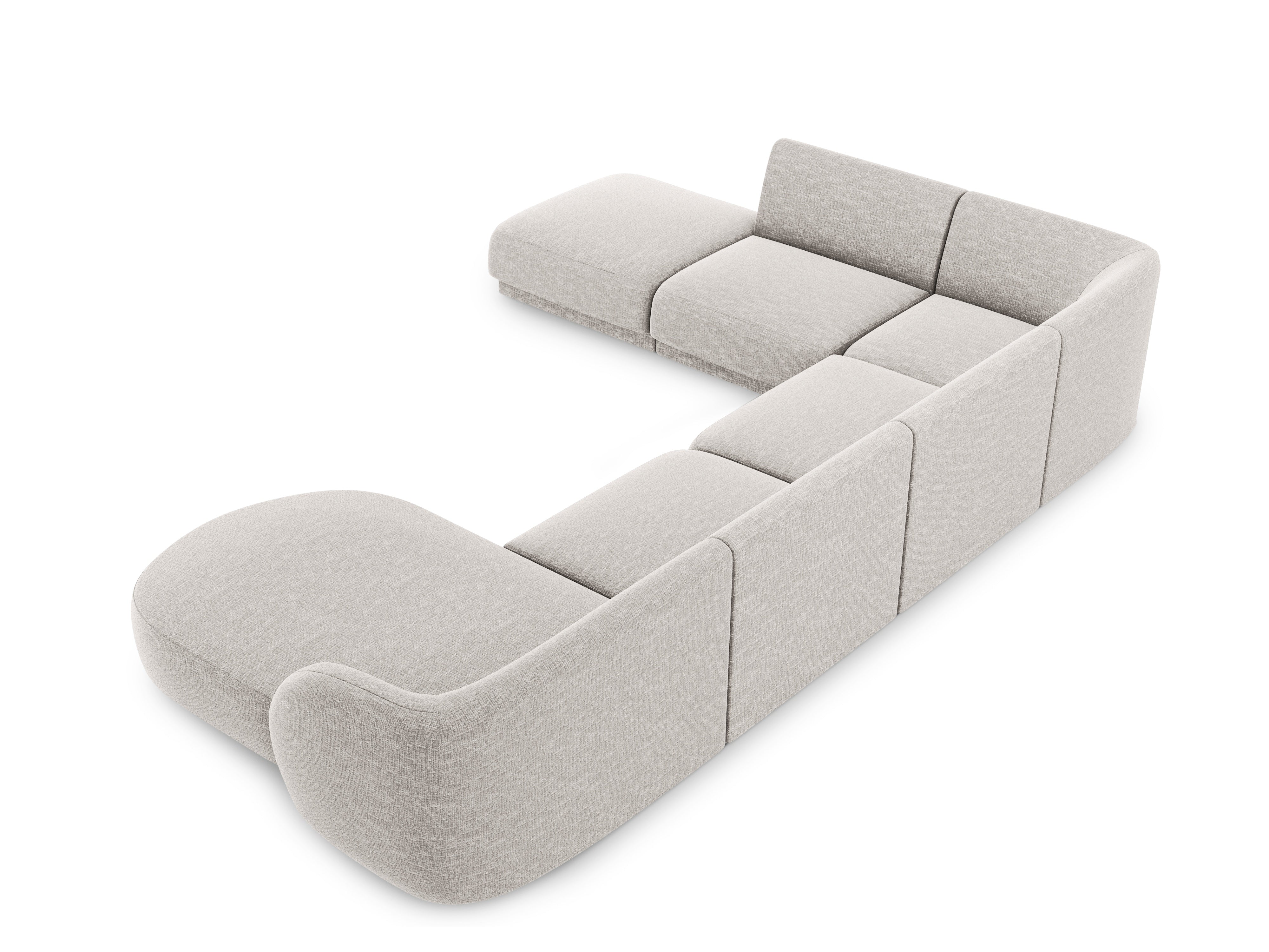 Left-facing U-shaped sofa MILEY gray chenille