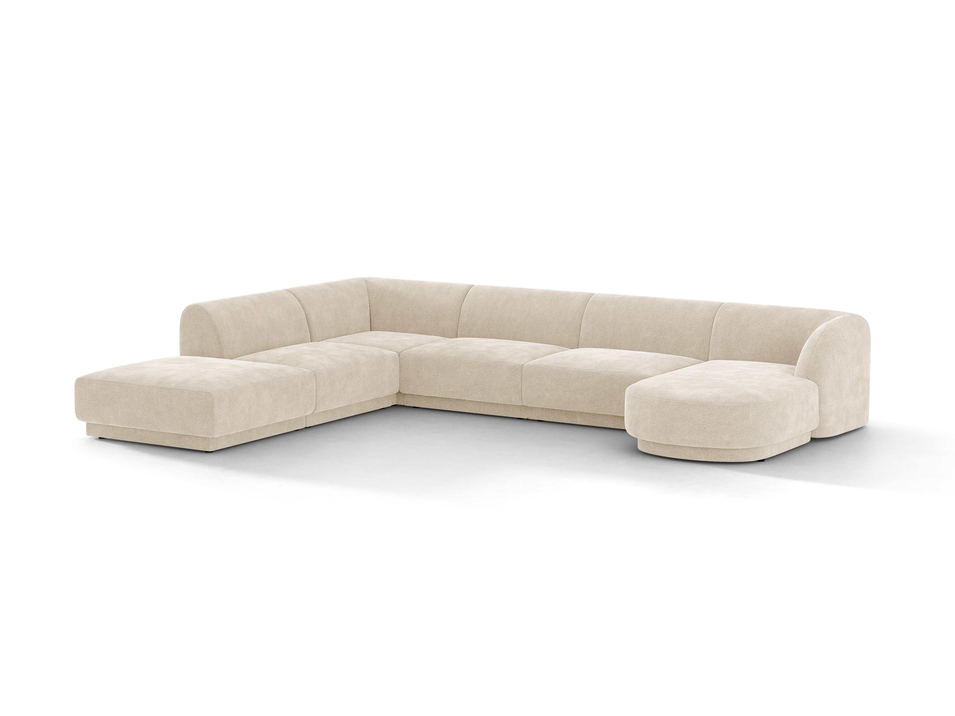 U-förmiger Ecksofa links MILEY Elfenbein Chenille