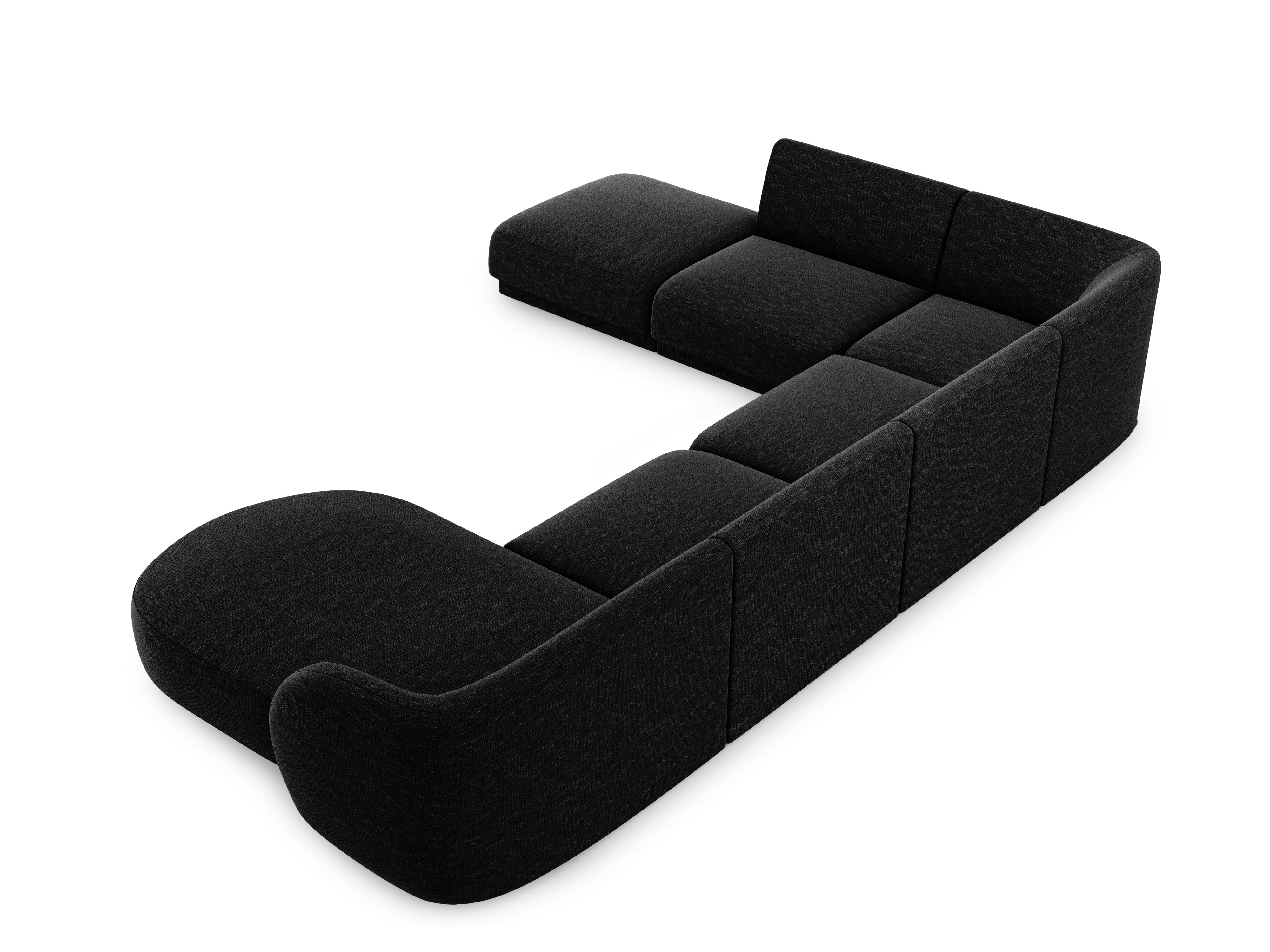 Left-facing U-shaped corner sofa MILEY black chenille