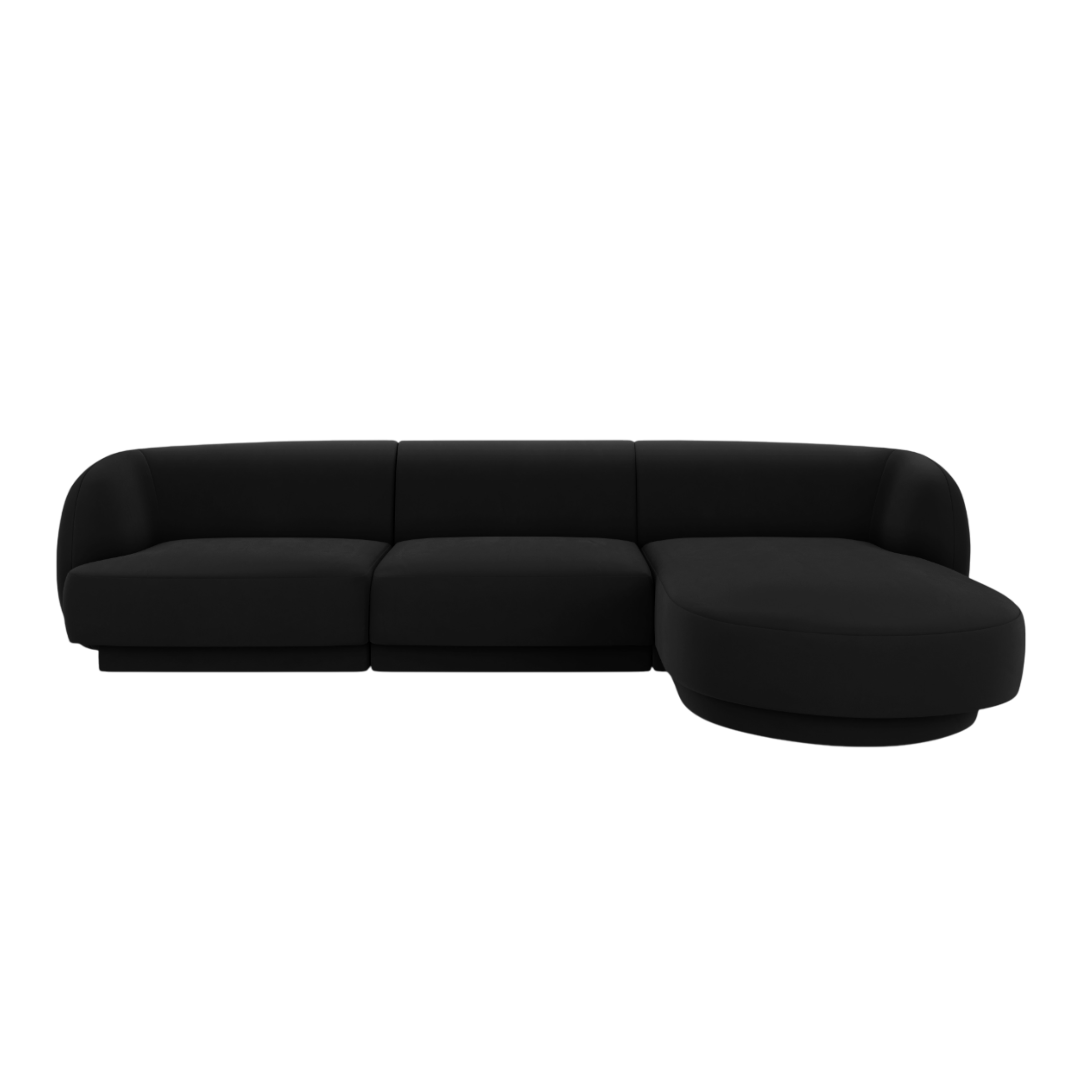 Samt-Ecksofa für 4 Personen rechts MILEY schwarz