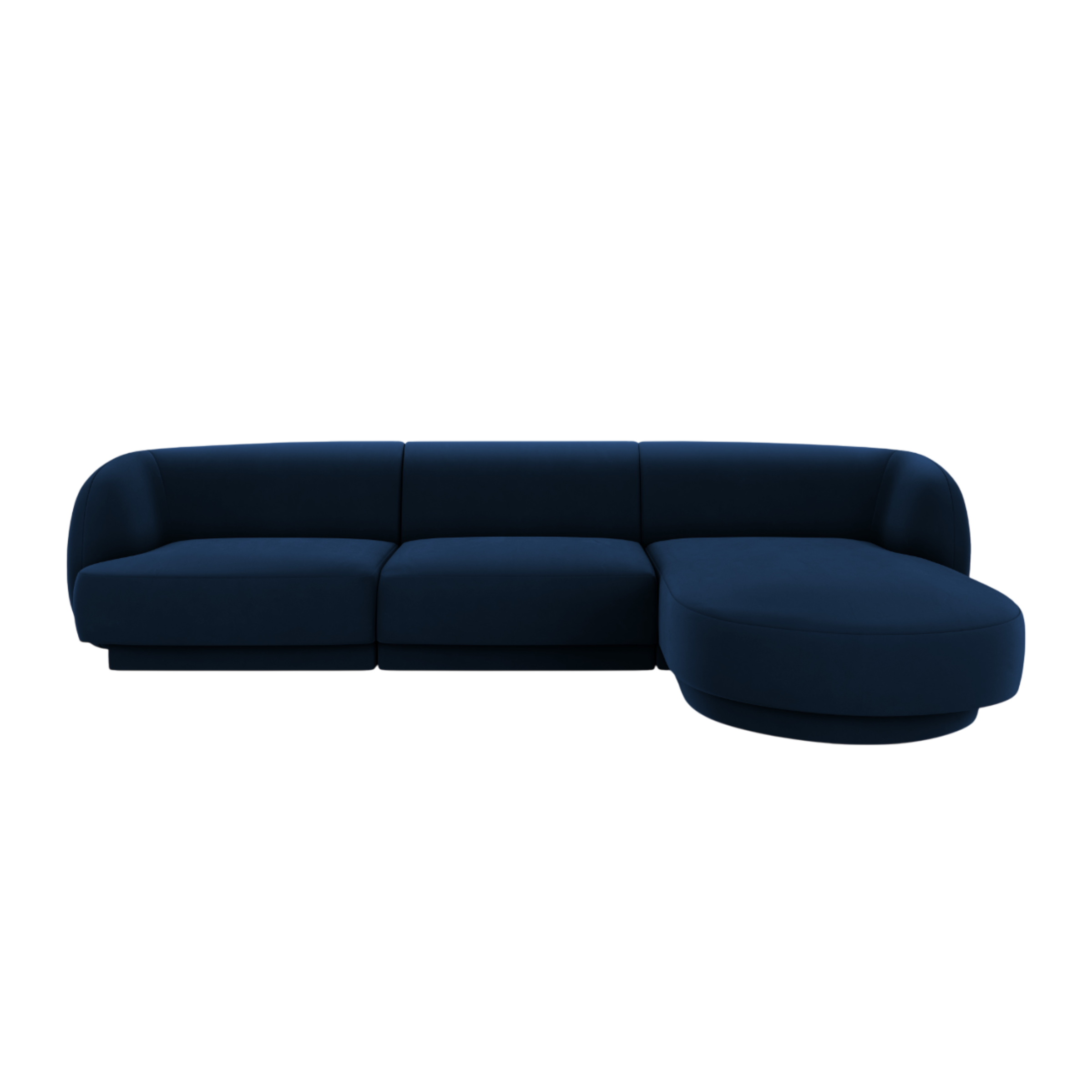 Samt-Ecksofa für 4 Personen rechts MILEY in Marineblau