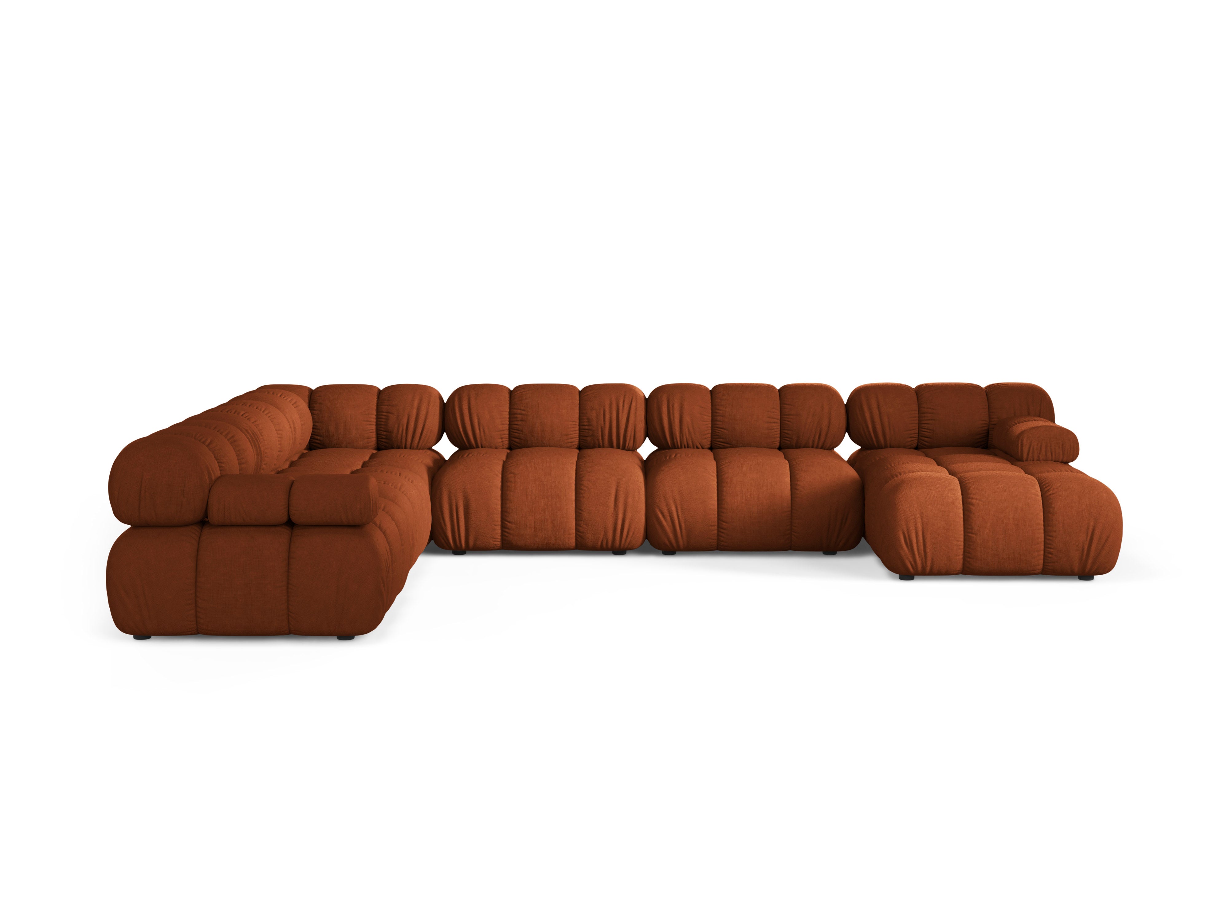 Panoramischer Ecksofa links BELLIS in Ziegelrot
