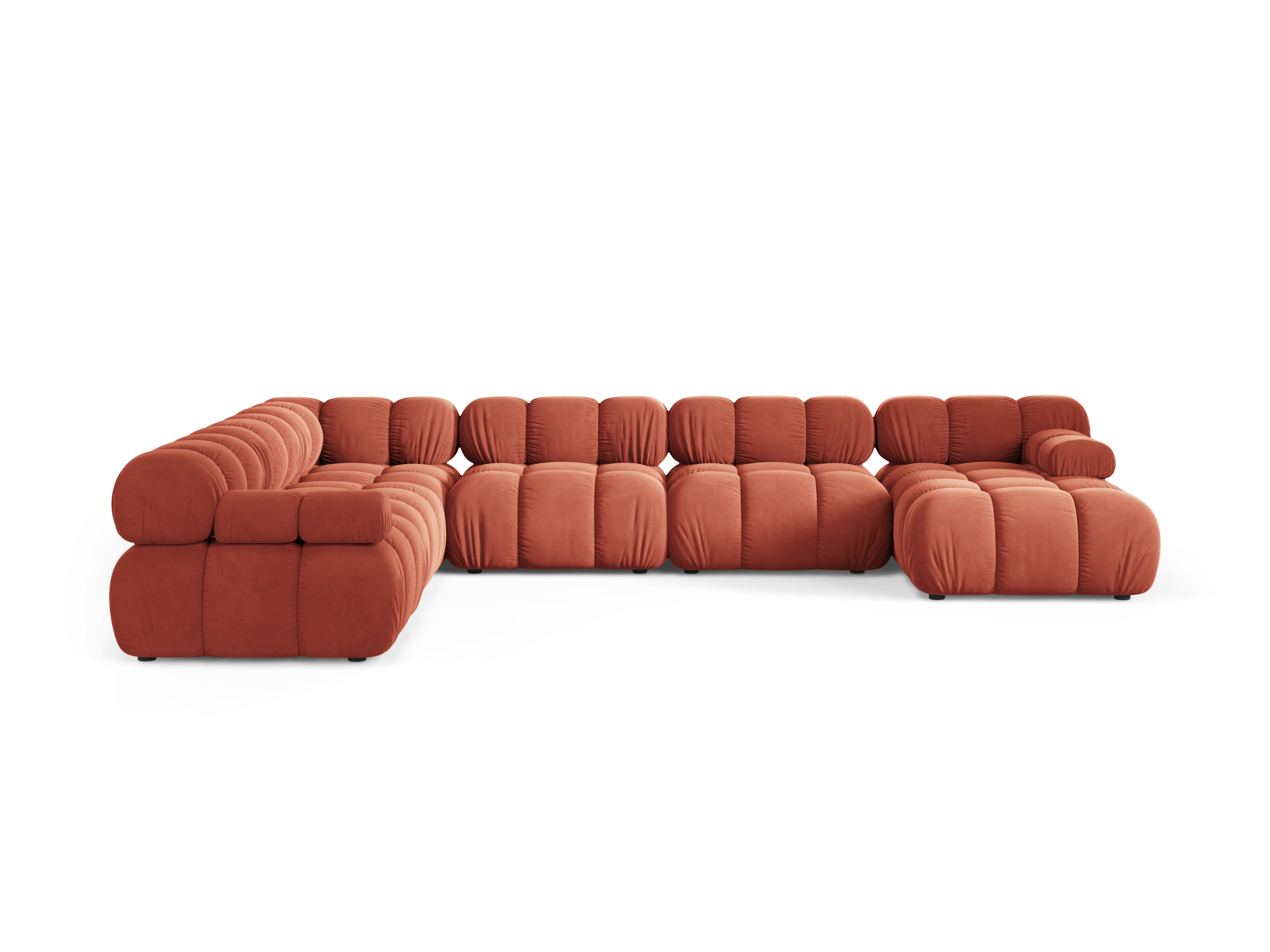 Panoramischer Ecksofa links BELLIS in korallenfarbenem Samt
