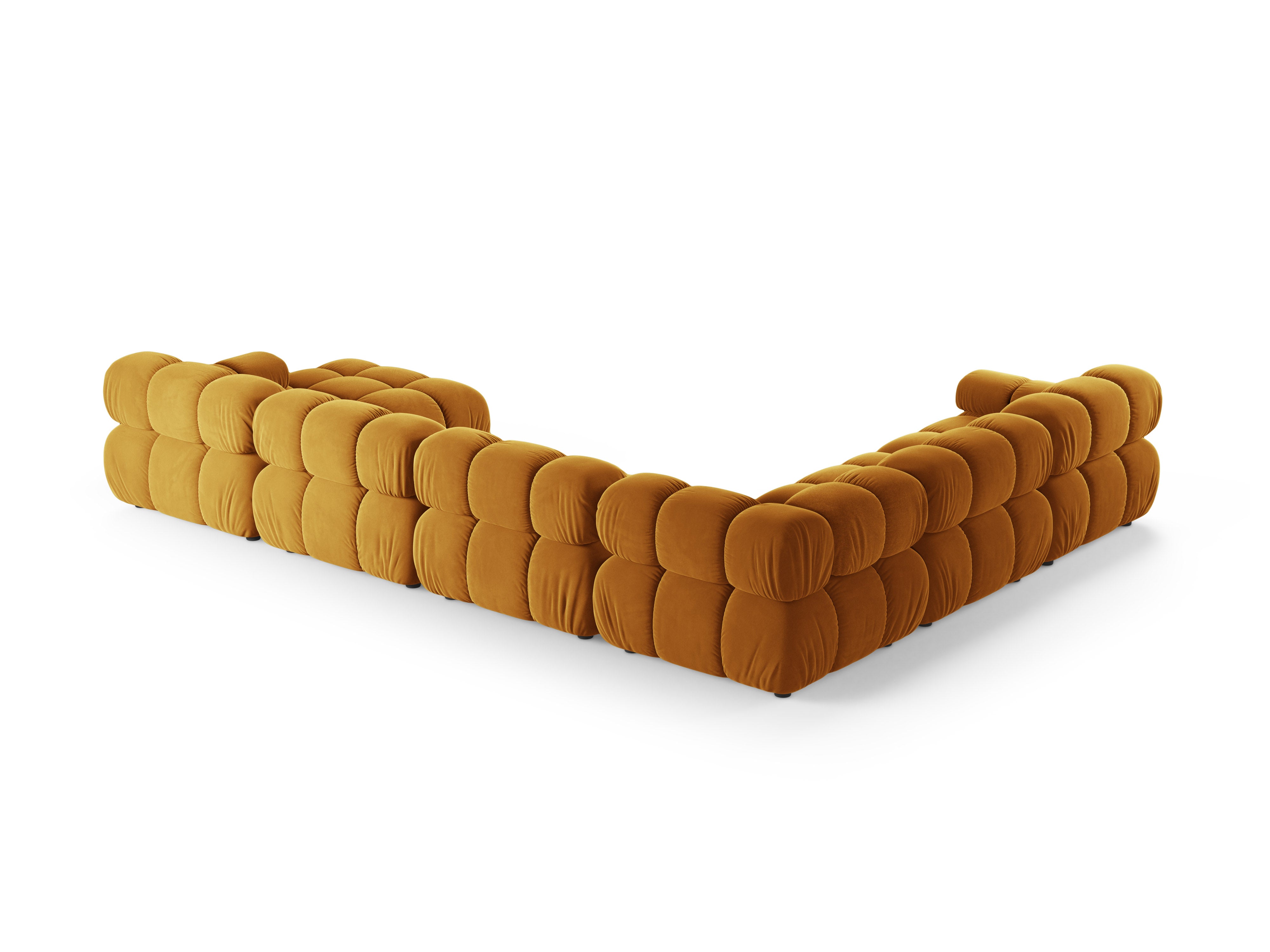 Panoramischer Ecksofa links BELLIS in senfgelbem Samt