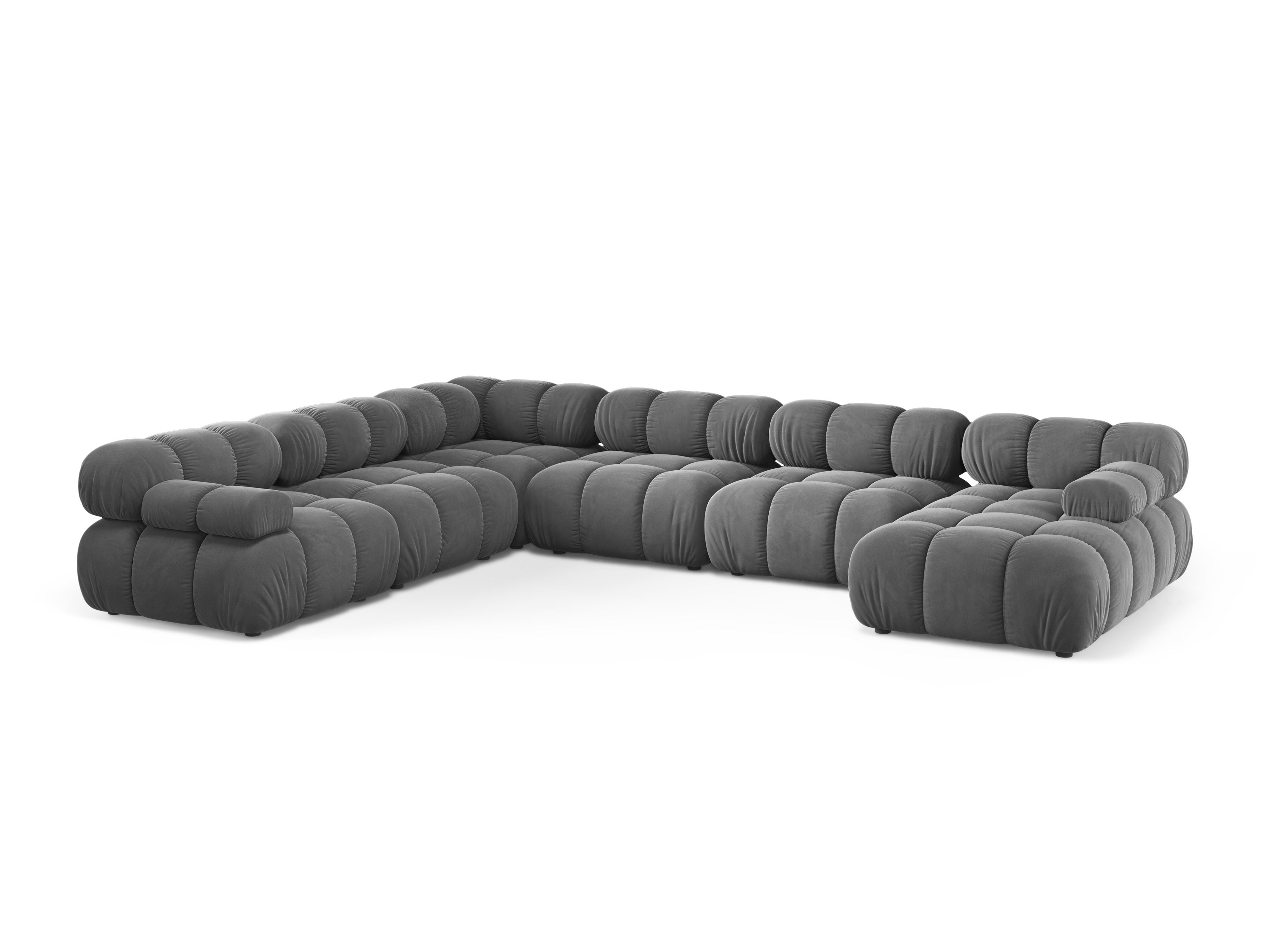 Panoramabank links BELLIS aus grauem Velours
