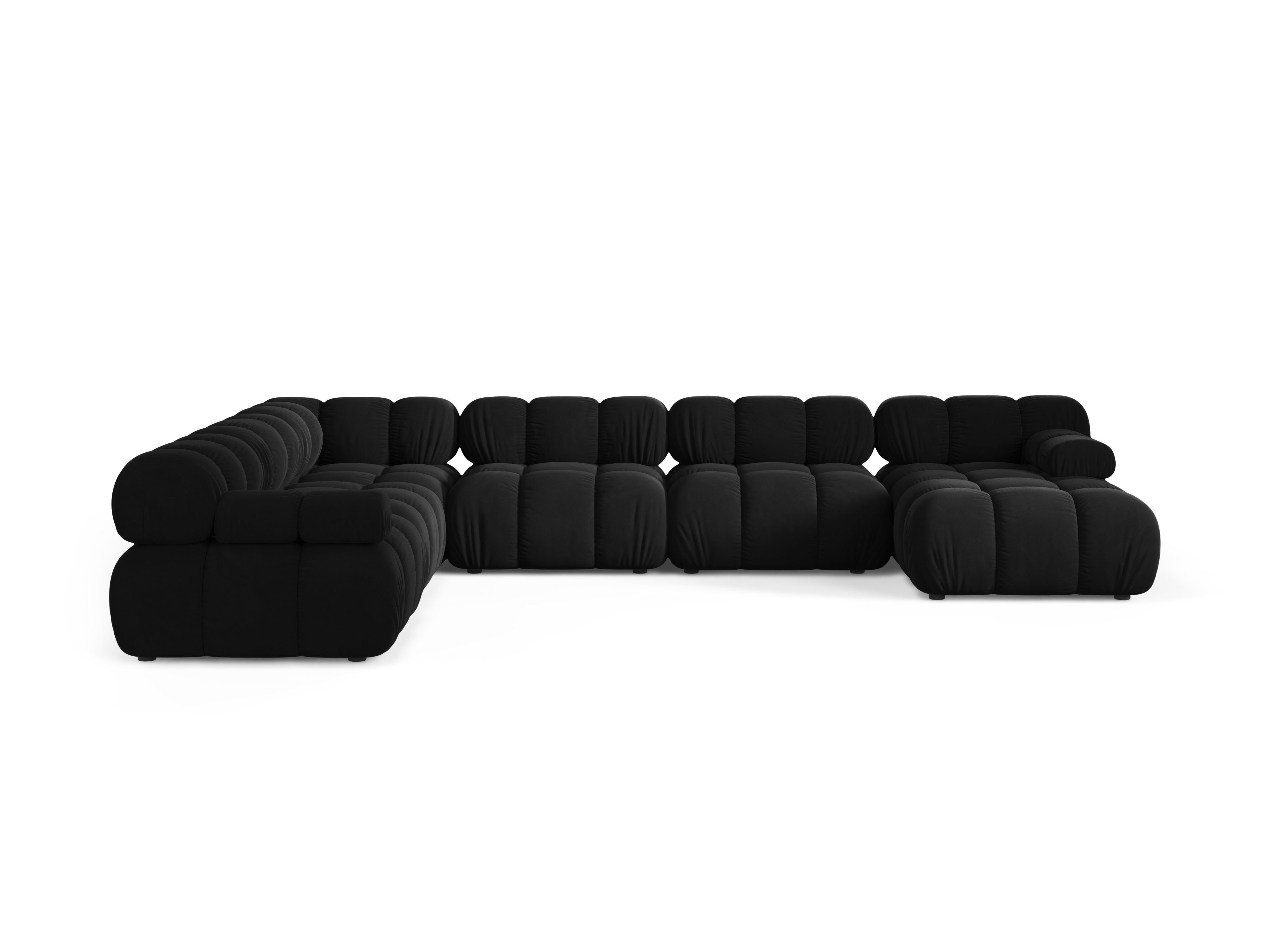 Panoramischer Samt-Ecksofa BELLIS linksseitig in Schwarz