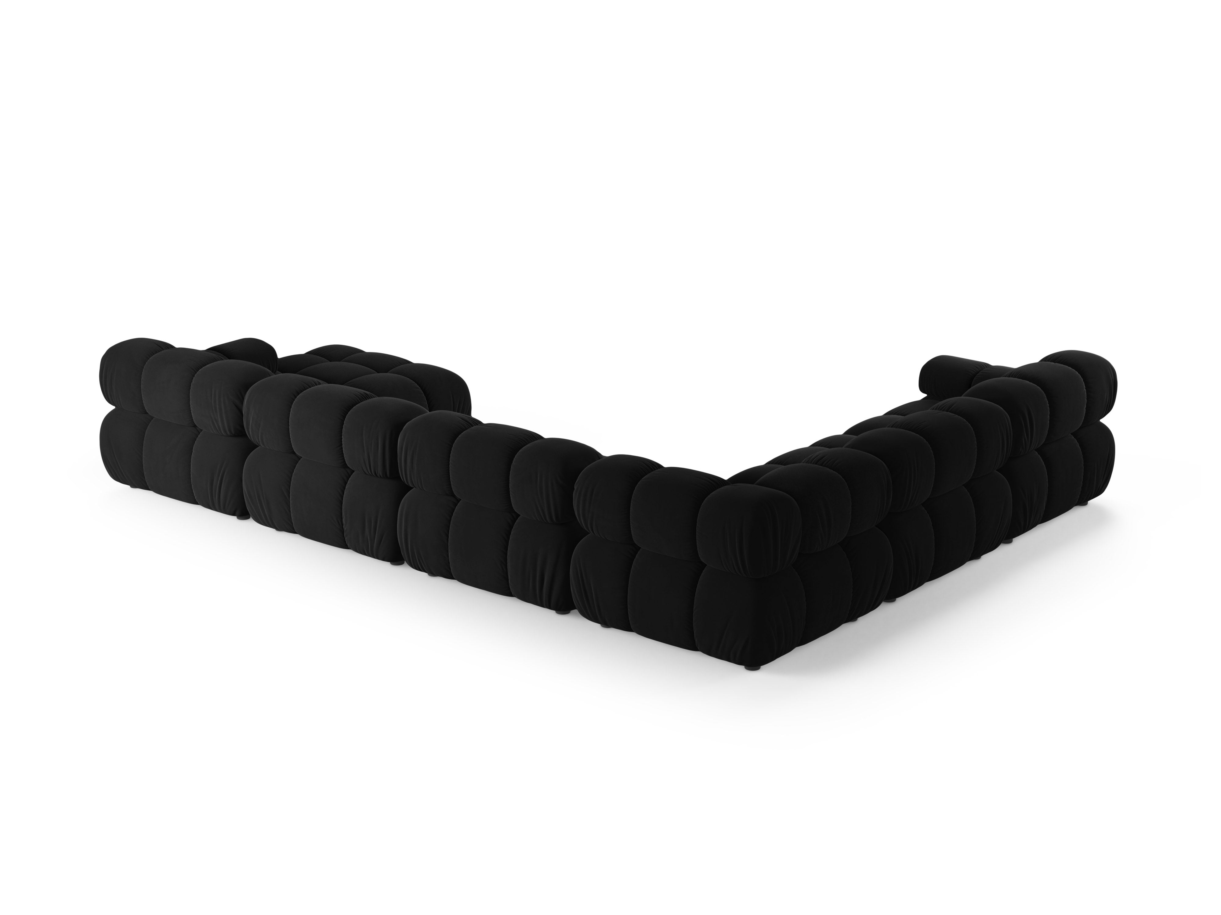 Panoramischer Samt-Ecksofa BELLIS linksseitig in Schwarz
