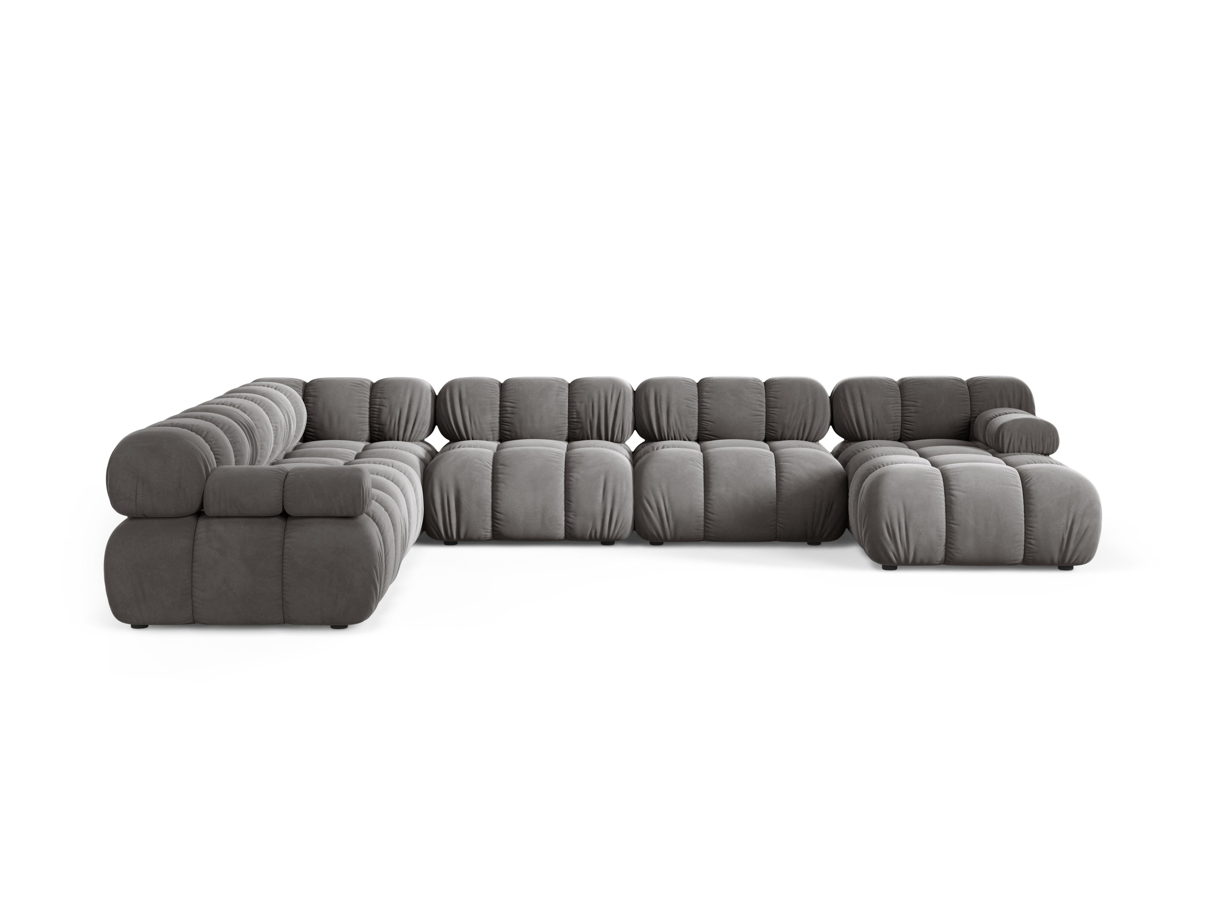 Panoramischer Samt-Ecksofa BELLIS links in Grau