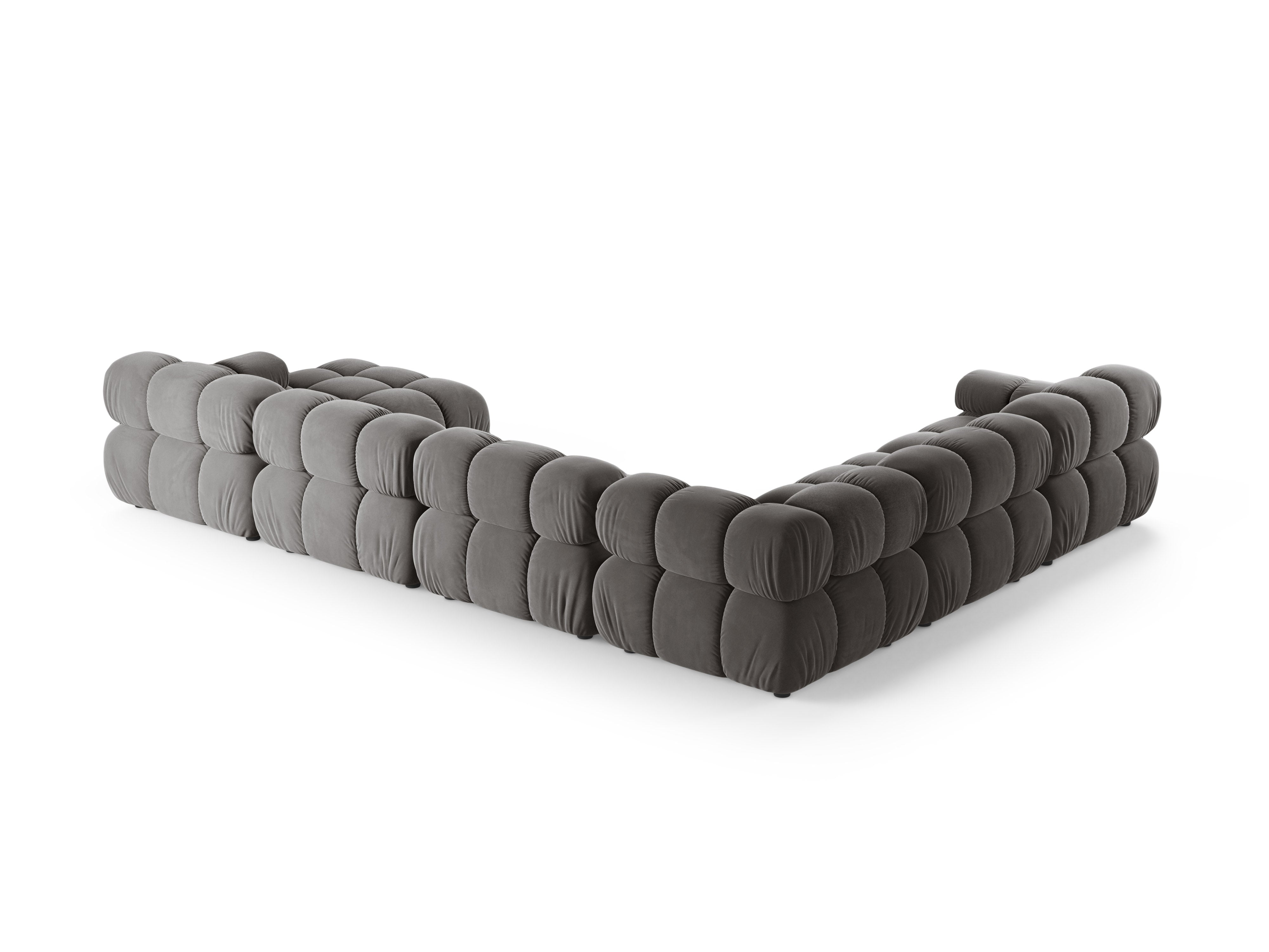 Panoramischer Samt-Ecksofa BELLIS links in Grau