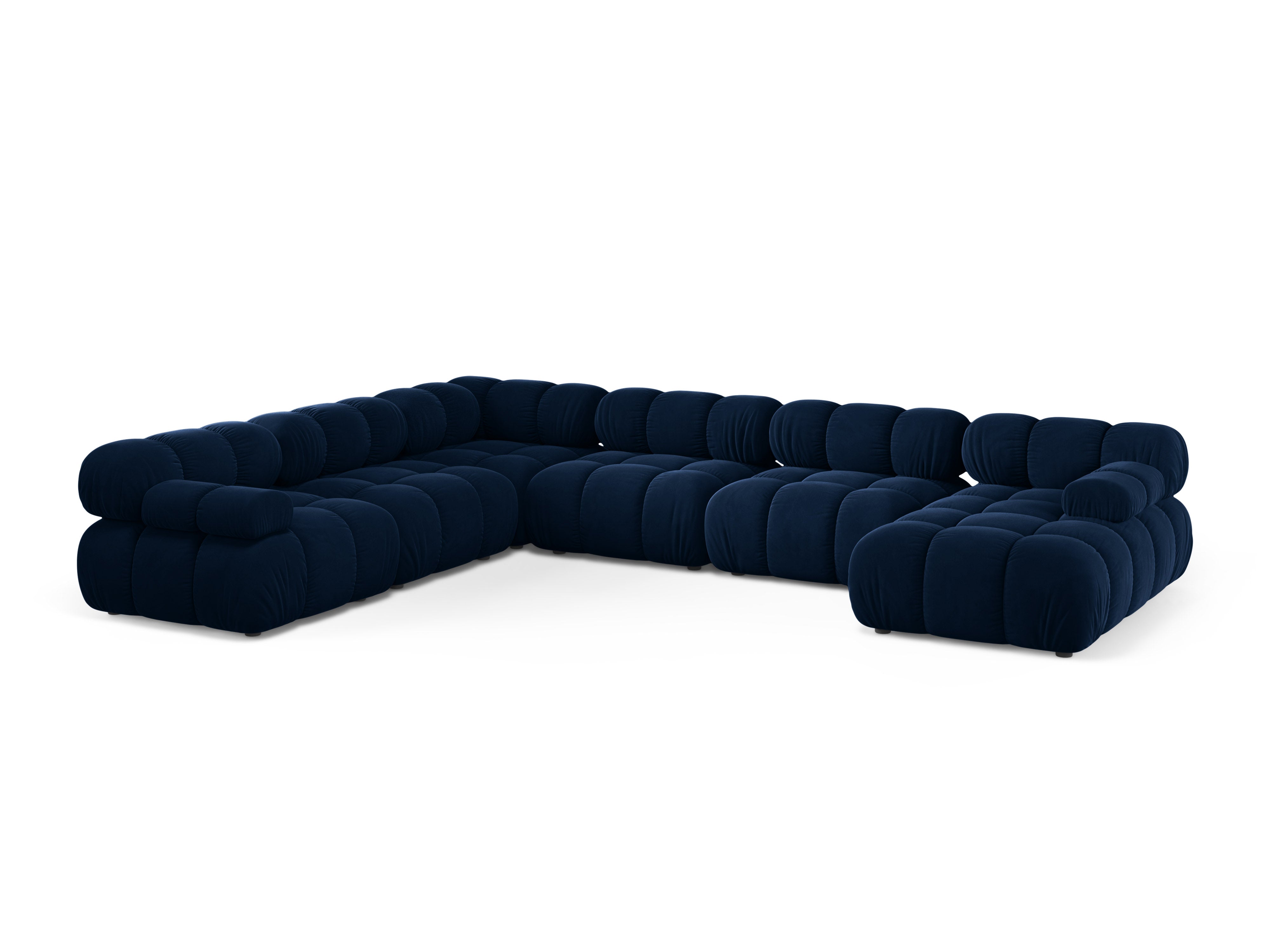 Panoramischer Samt-Ecksofa links BELLIS in königsblau