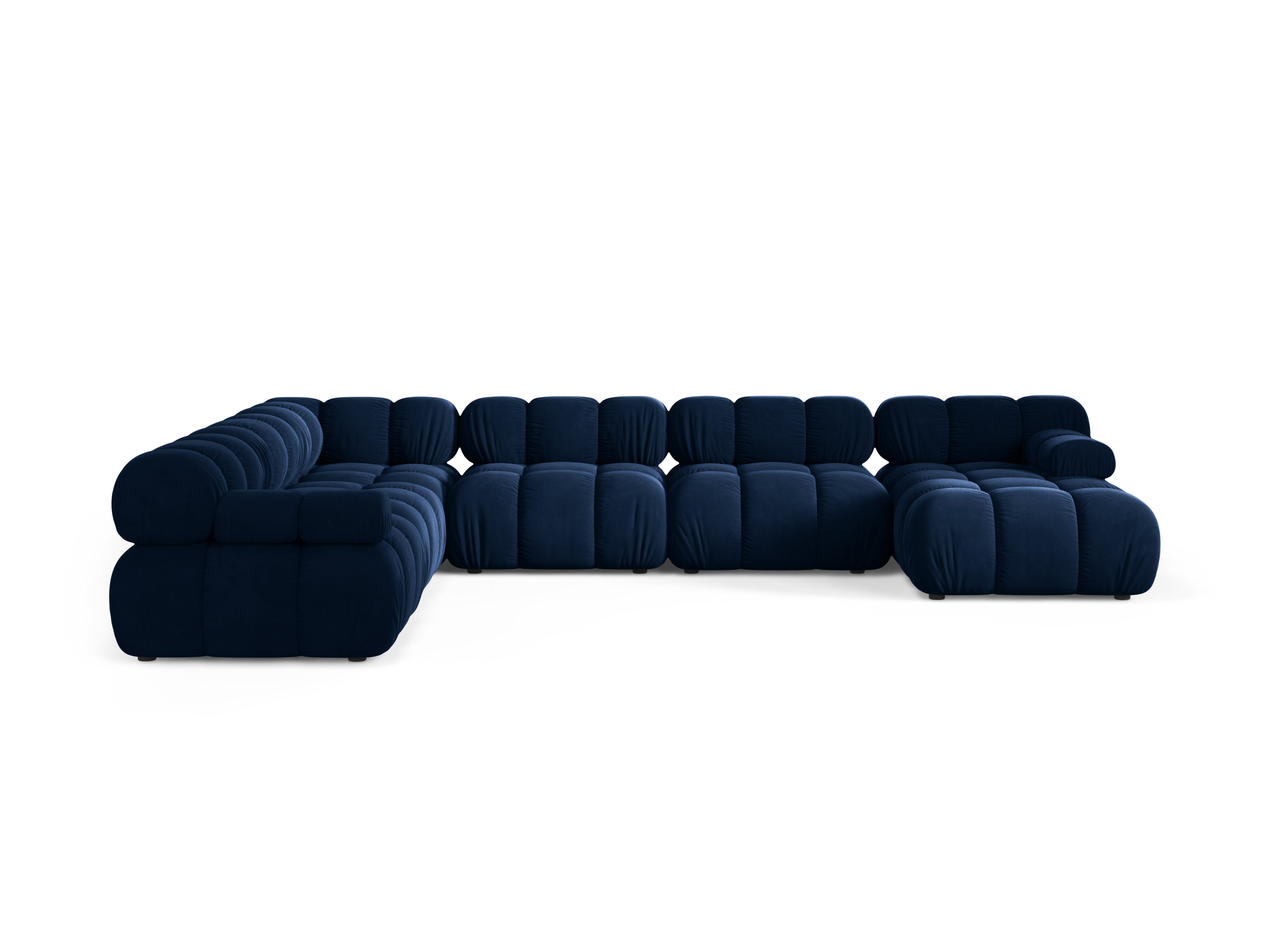 Panoramischer Samt-Ecksofa links BELLIS in königsblau