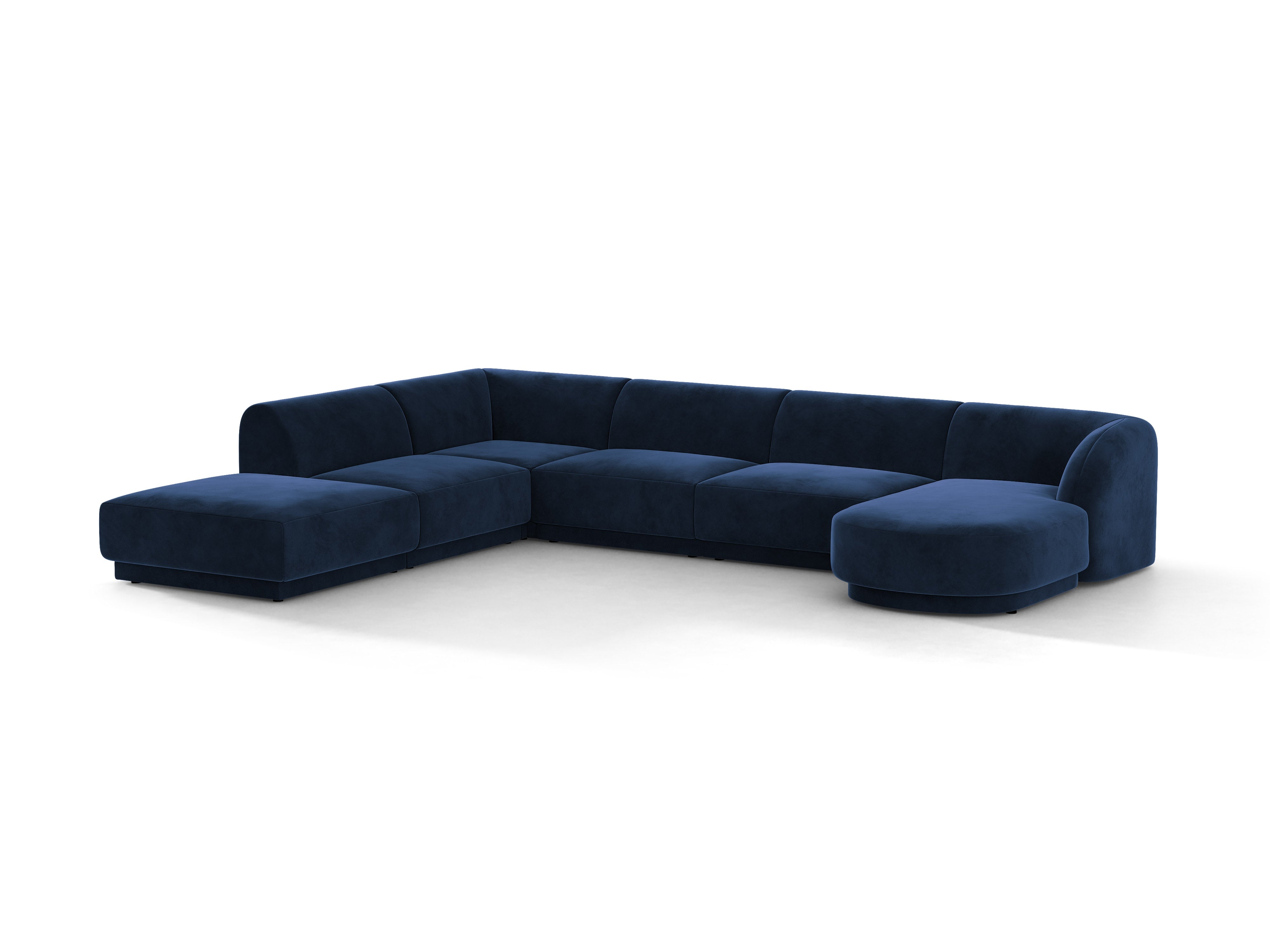 Samt-Ecksofa für 6 Personen in U-Form links MILEY marineblau