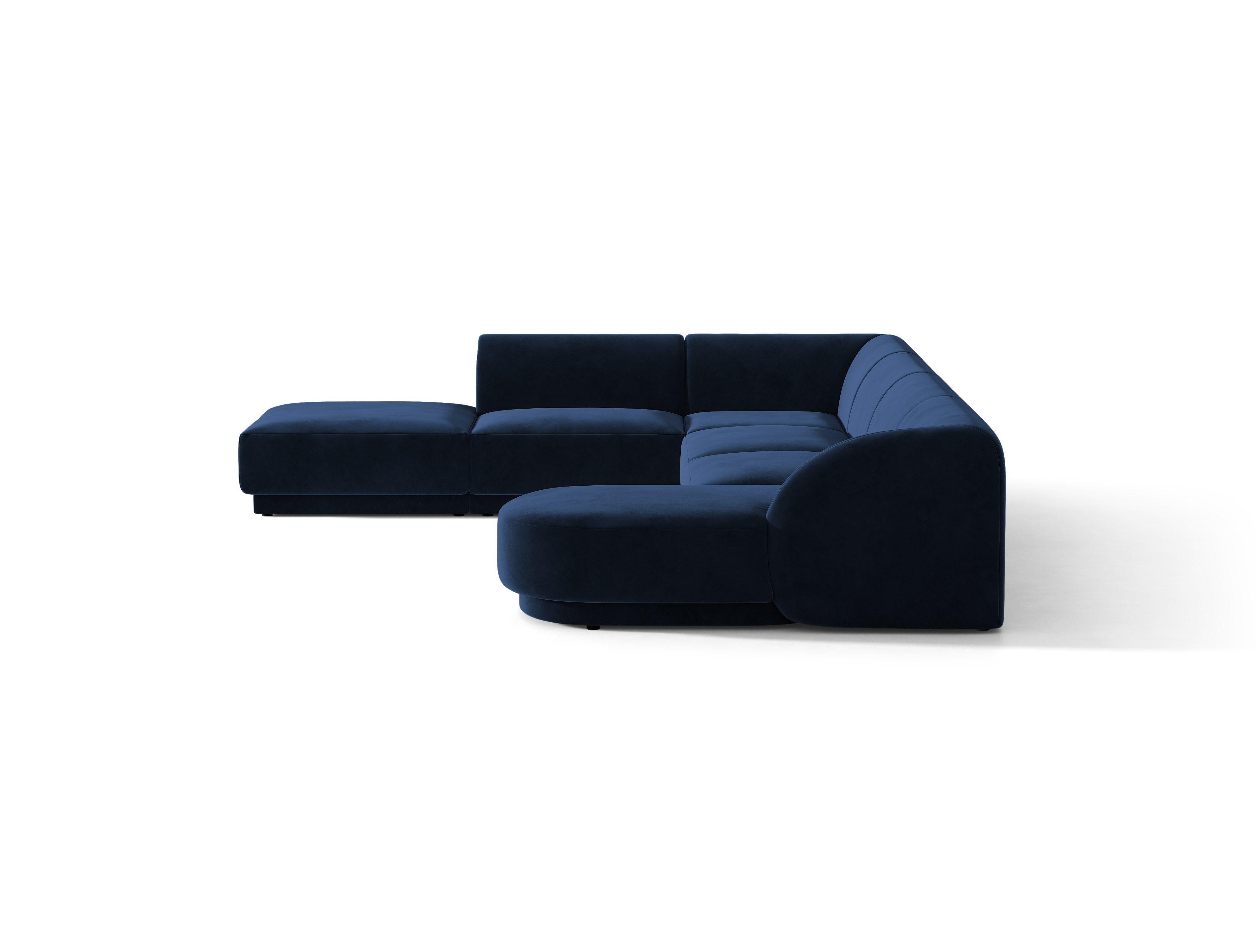 Samt-Ecksofa für 6 Personen in U-Form links MILEY marineblau