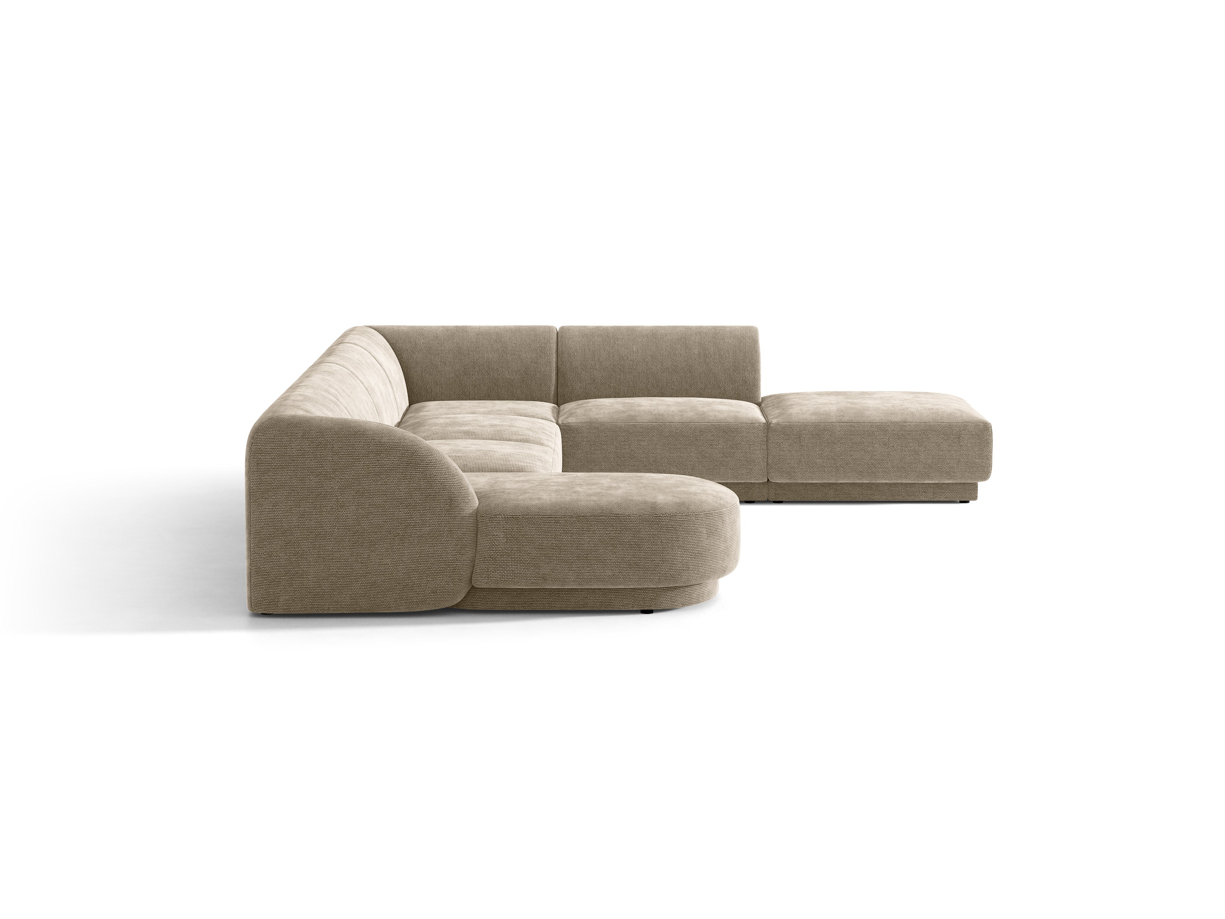 Rechtsseitige panoramische 6-Sitzer-Eckcouch MILEY beige samtig