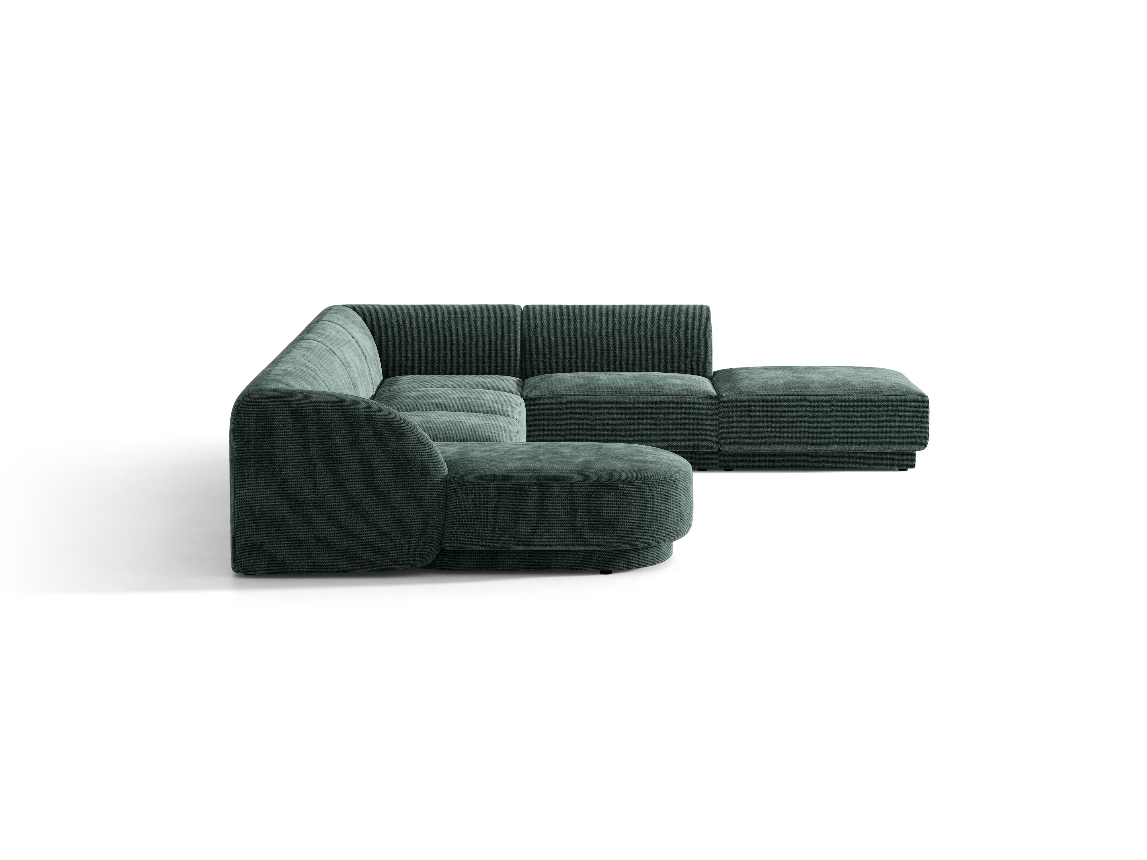 Rechtsseitige panoramische 6-Sitzer-Couch MILEY petrol samtig