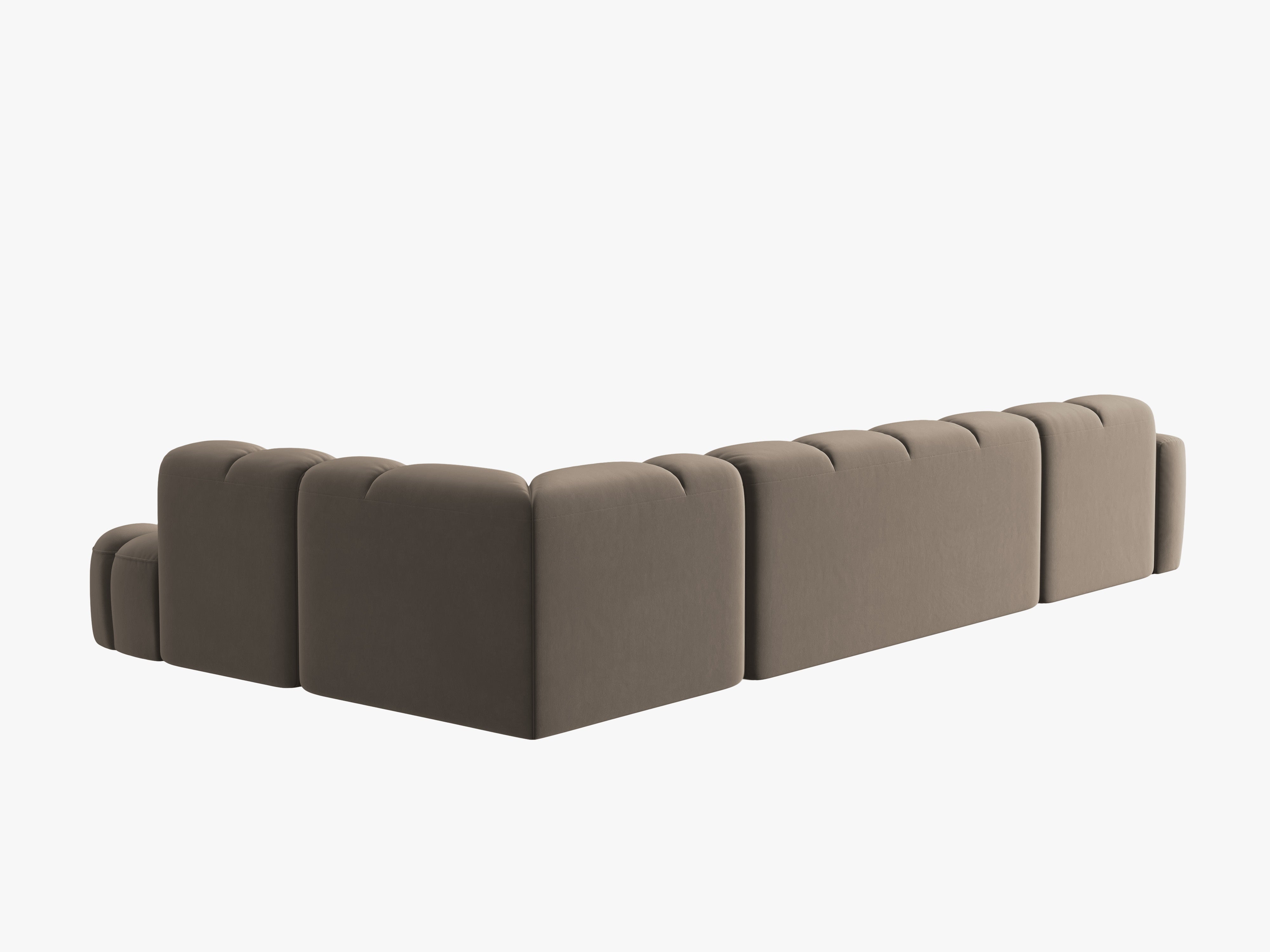 Right-facing panoramic velvet corner sofa LISA light brown