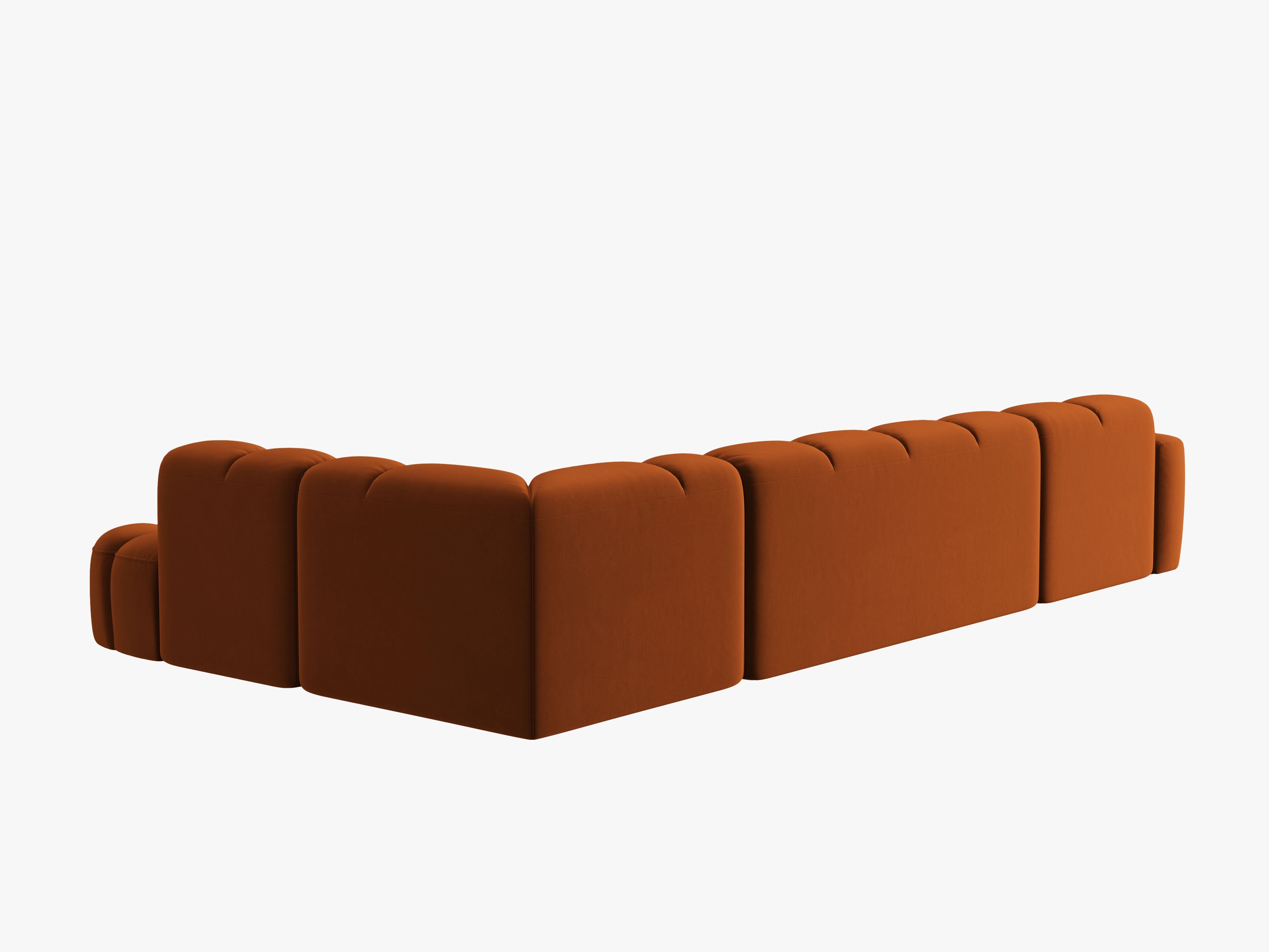 Velvet panoramic corner sofa right side LISA terracotta