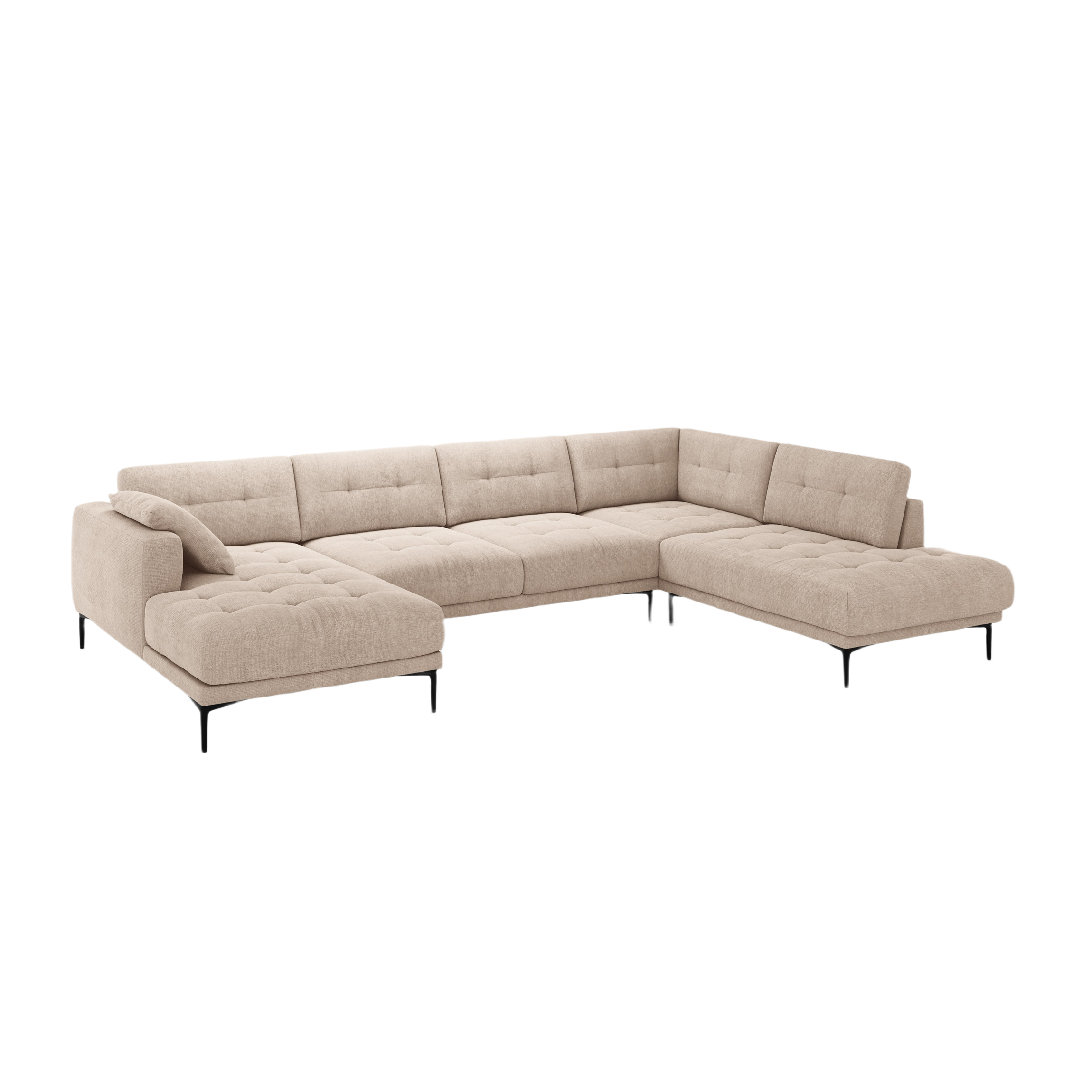 Right-hand panoramic corner sofa BEMY sand chenille