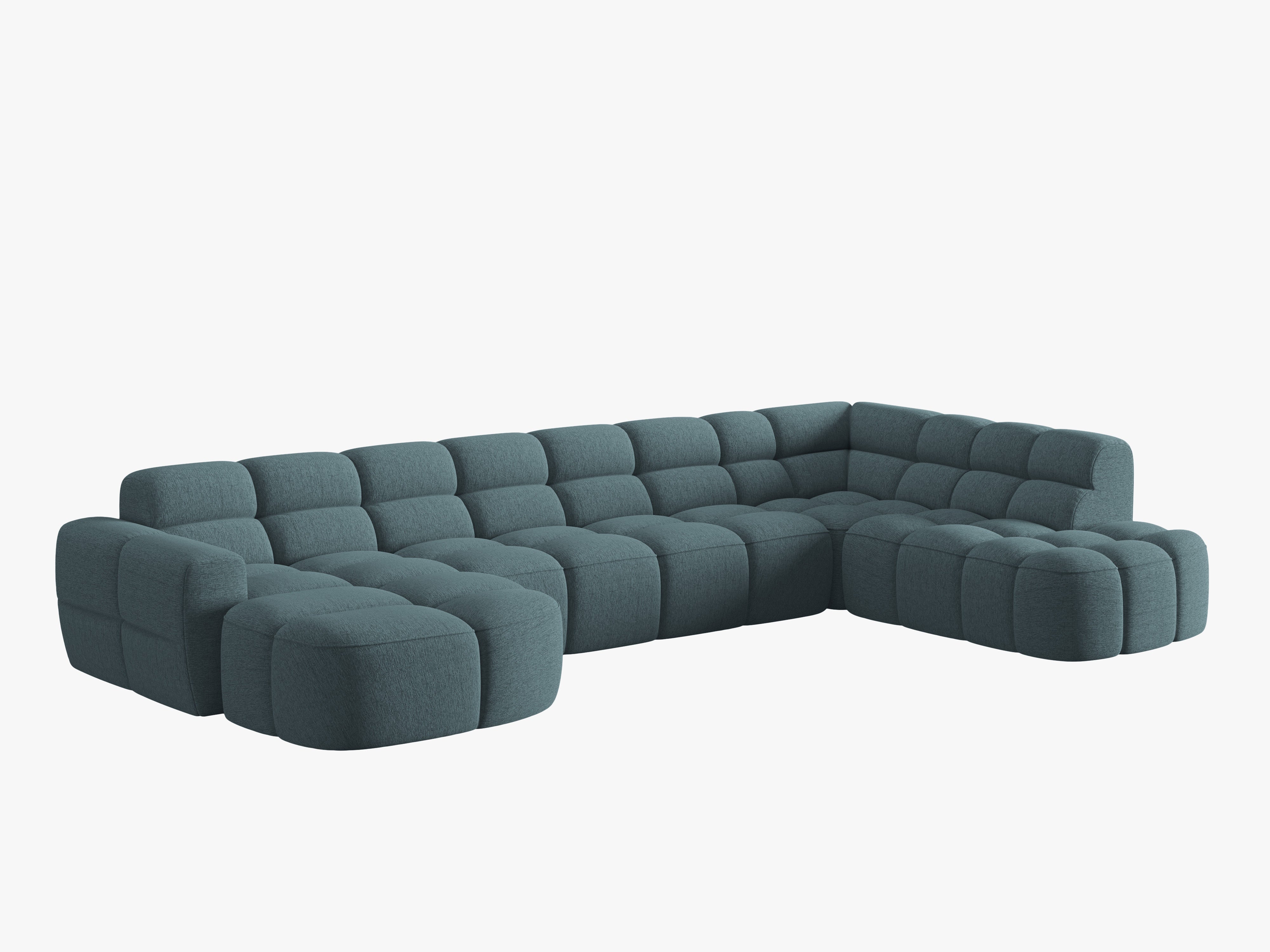 Right-facing panoramic corner sofa LISA light blue chenille