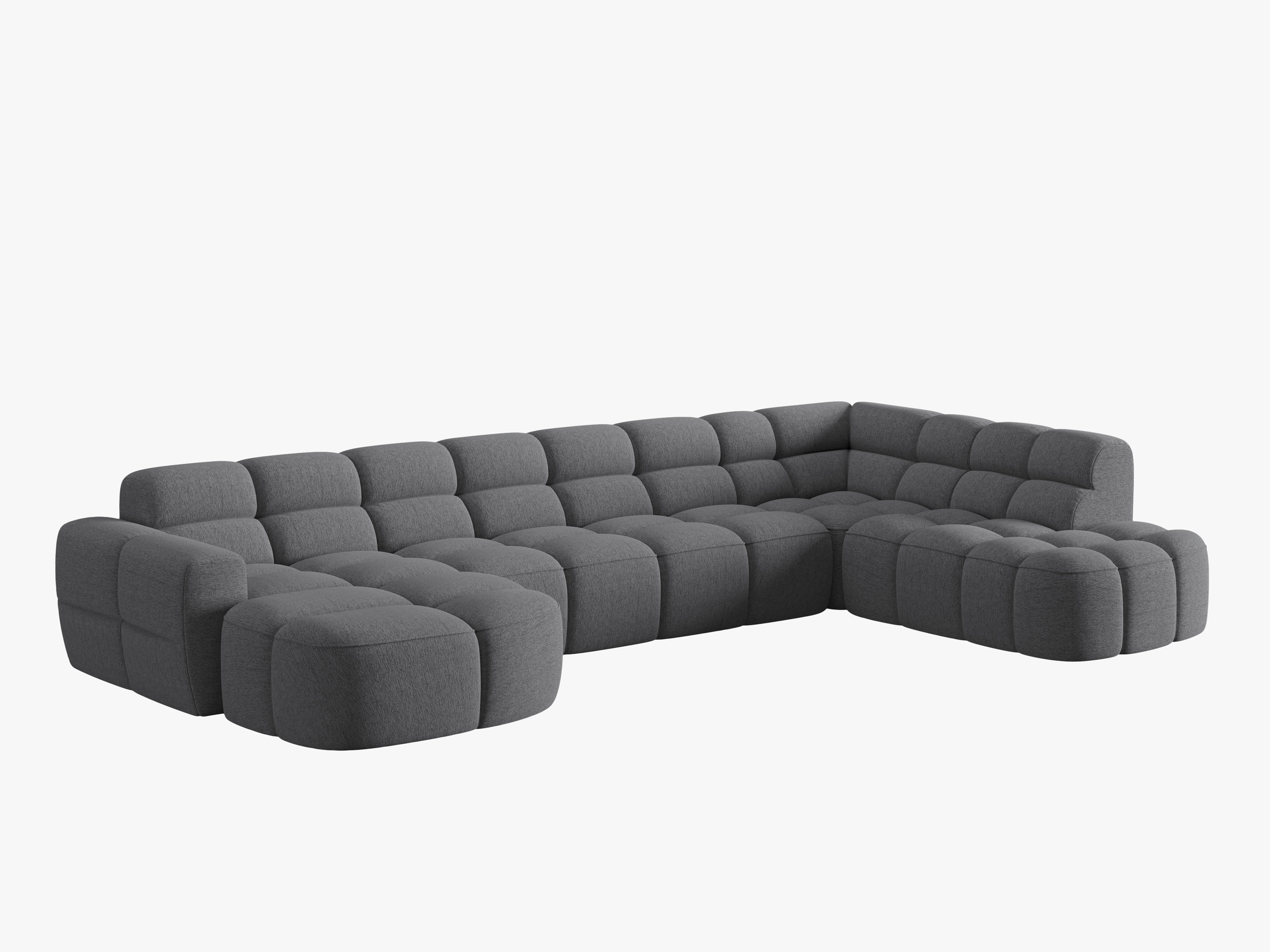 Right-facing panoramic corner sofa LISA gray chenille