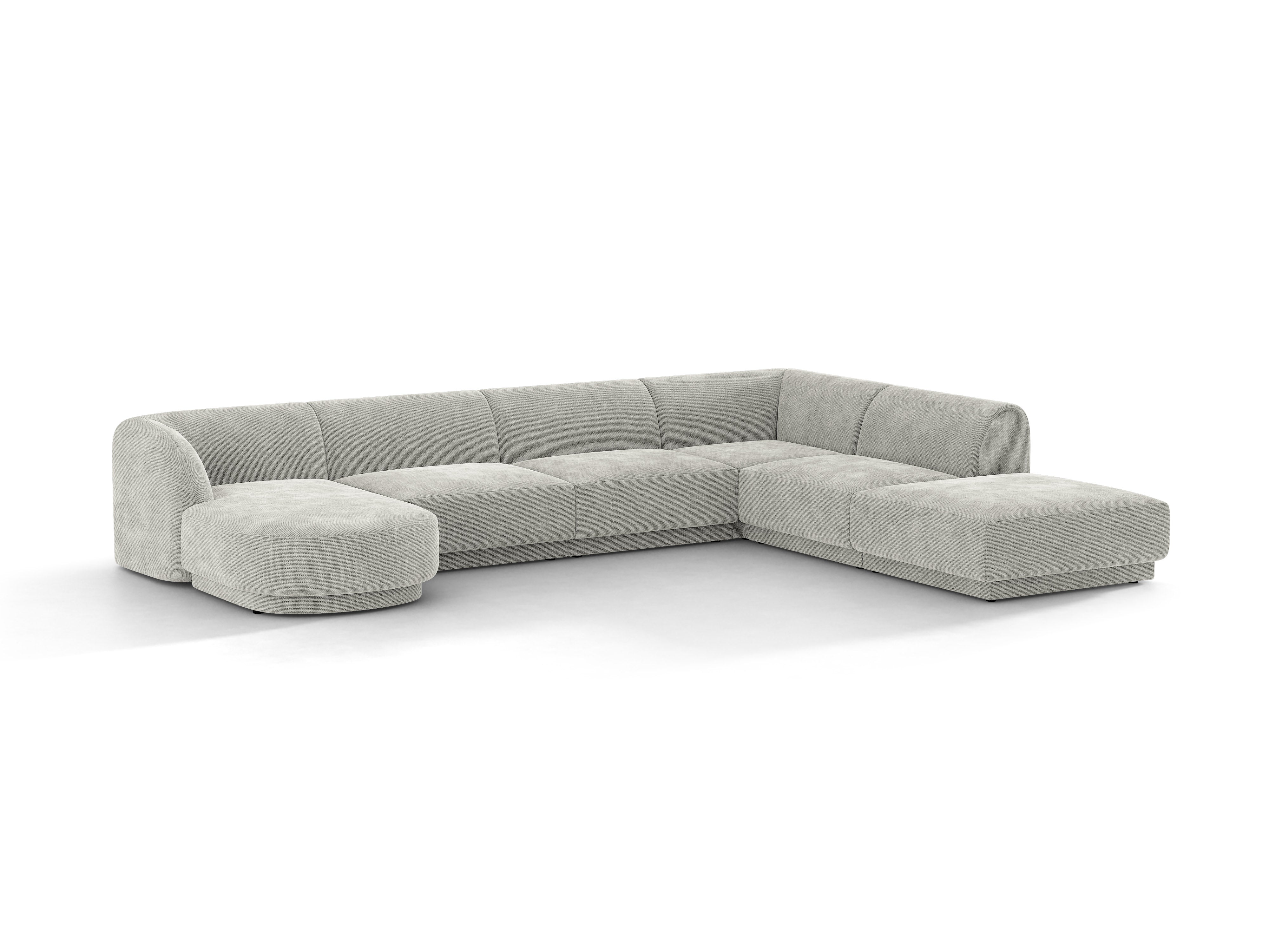 U-förmige rechteckige Couch MILEY graues Chenille