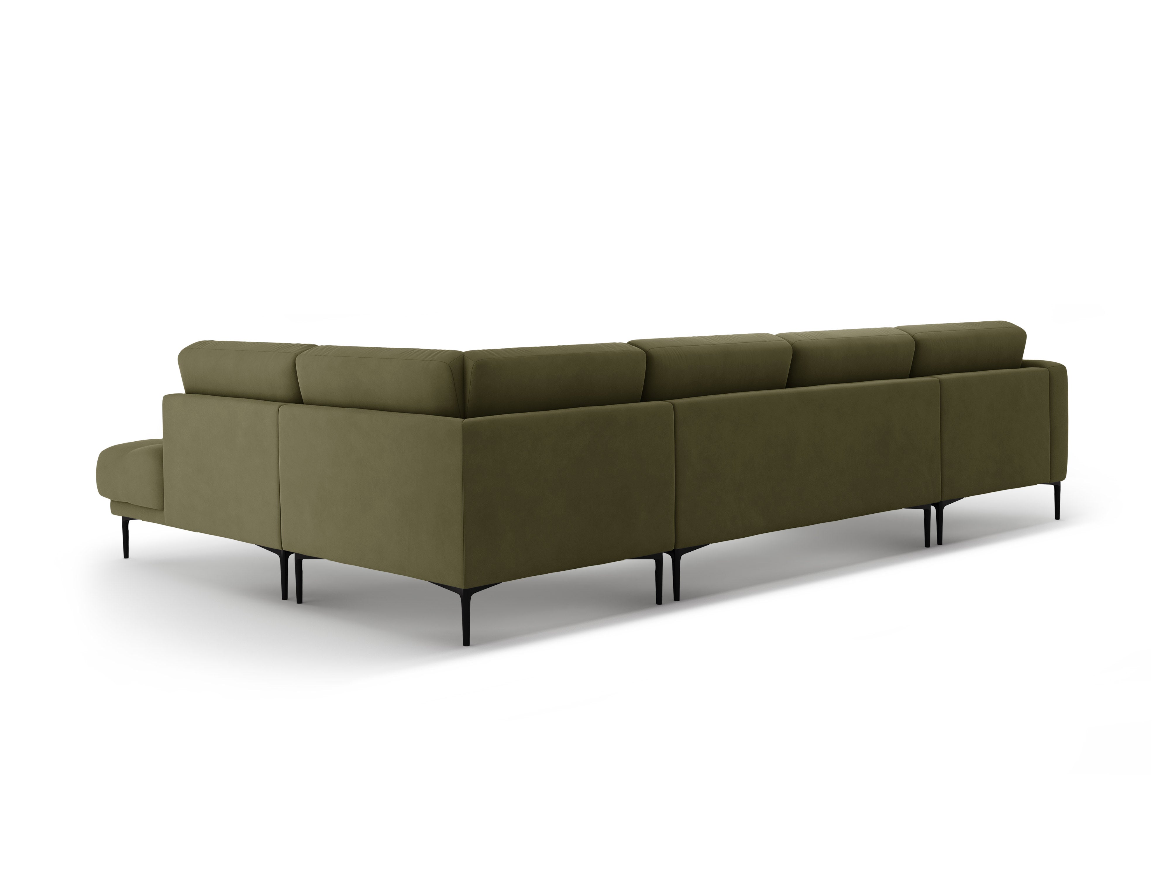 Right-facing panoramic corner sofa velvet BEMY green