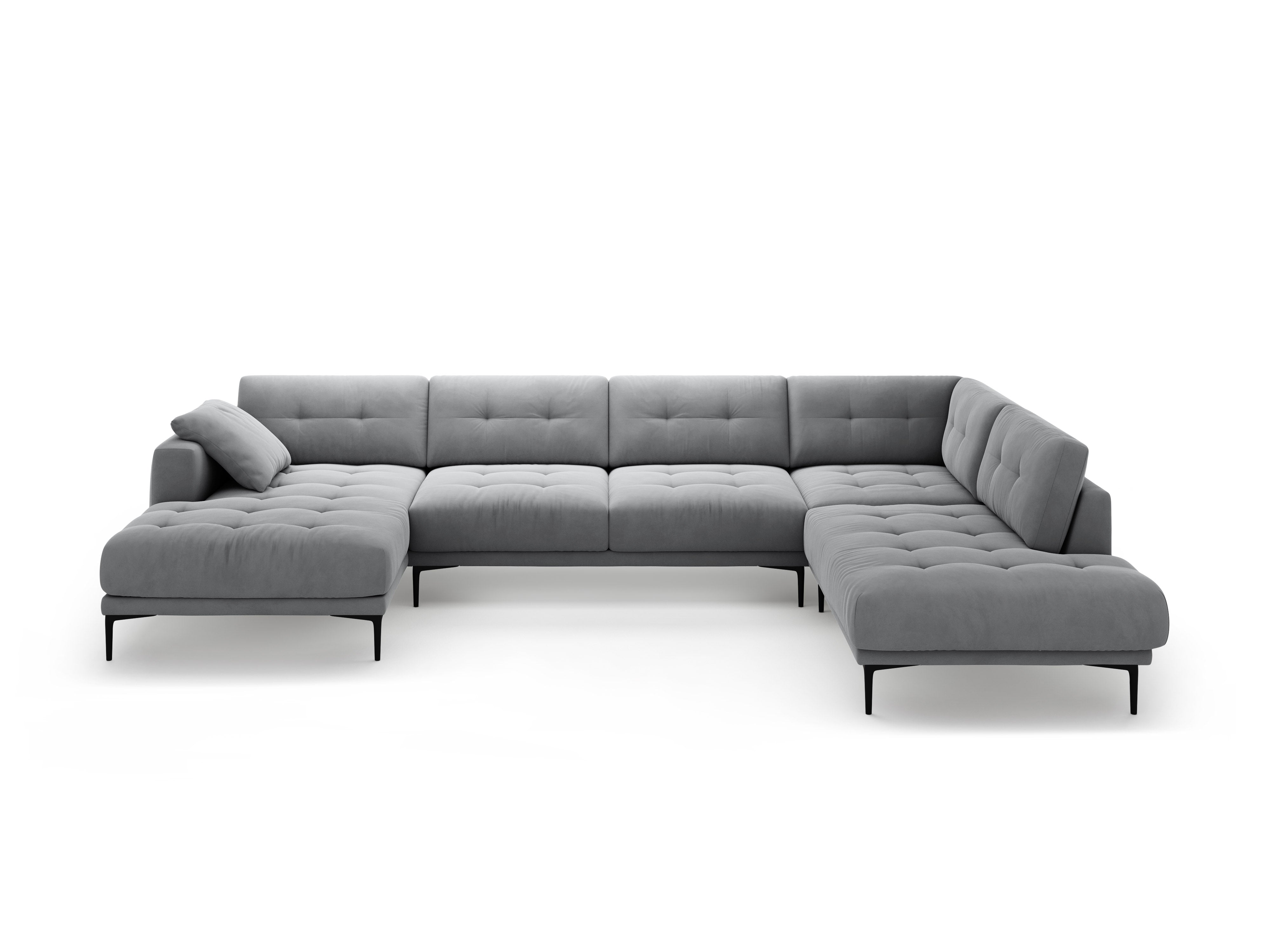 Right-sided panoramic corner sofa velvet BEMY gray
