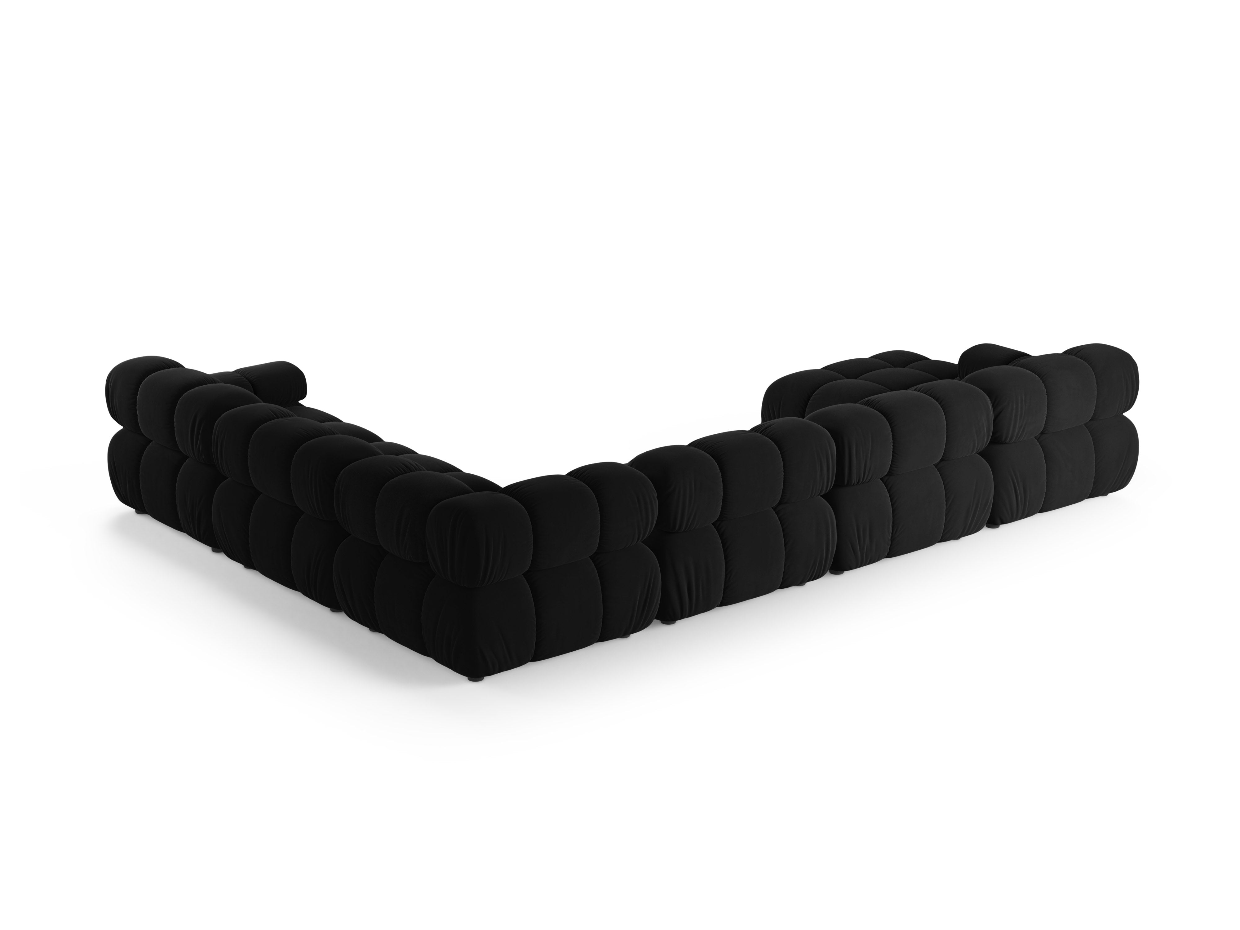 Panoramischer Samt-Ecksofa BELLIS rechtsseitig in Schwarz