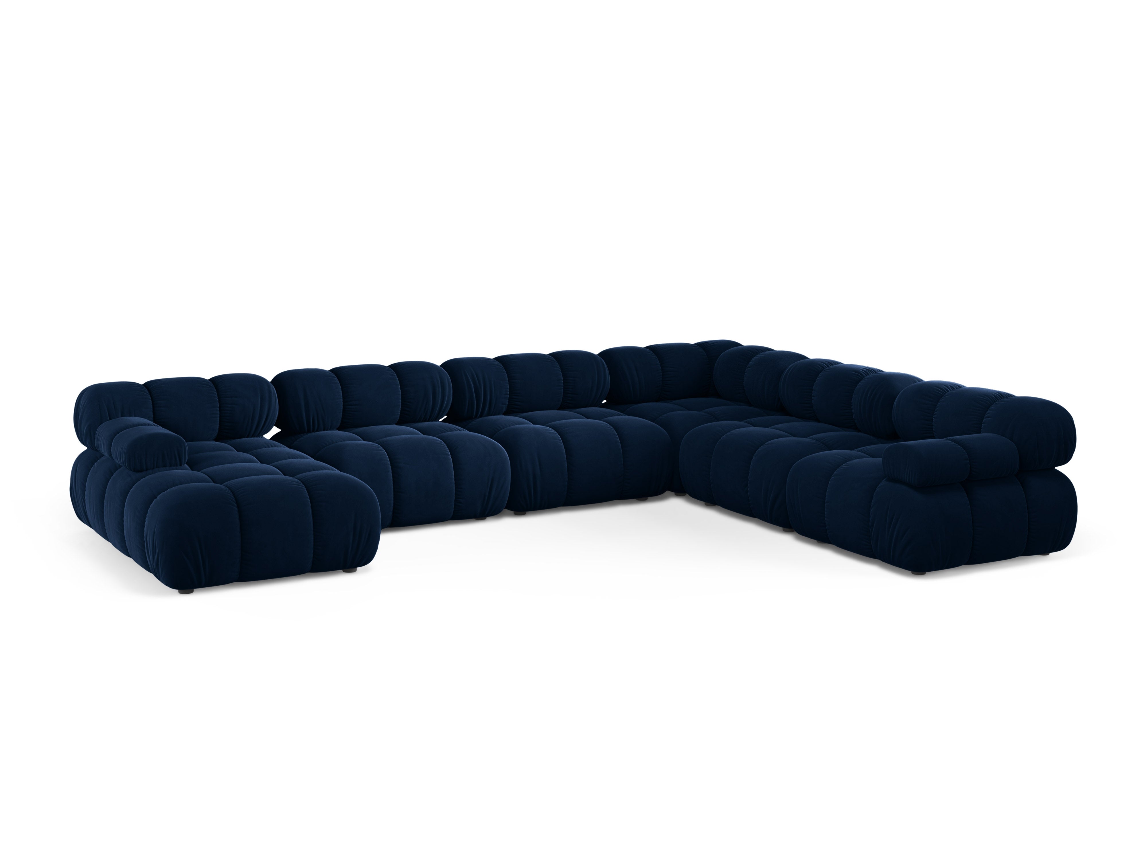 Panoramischer Samt-Ecksofa rechts BELLIS in königsblau