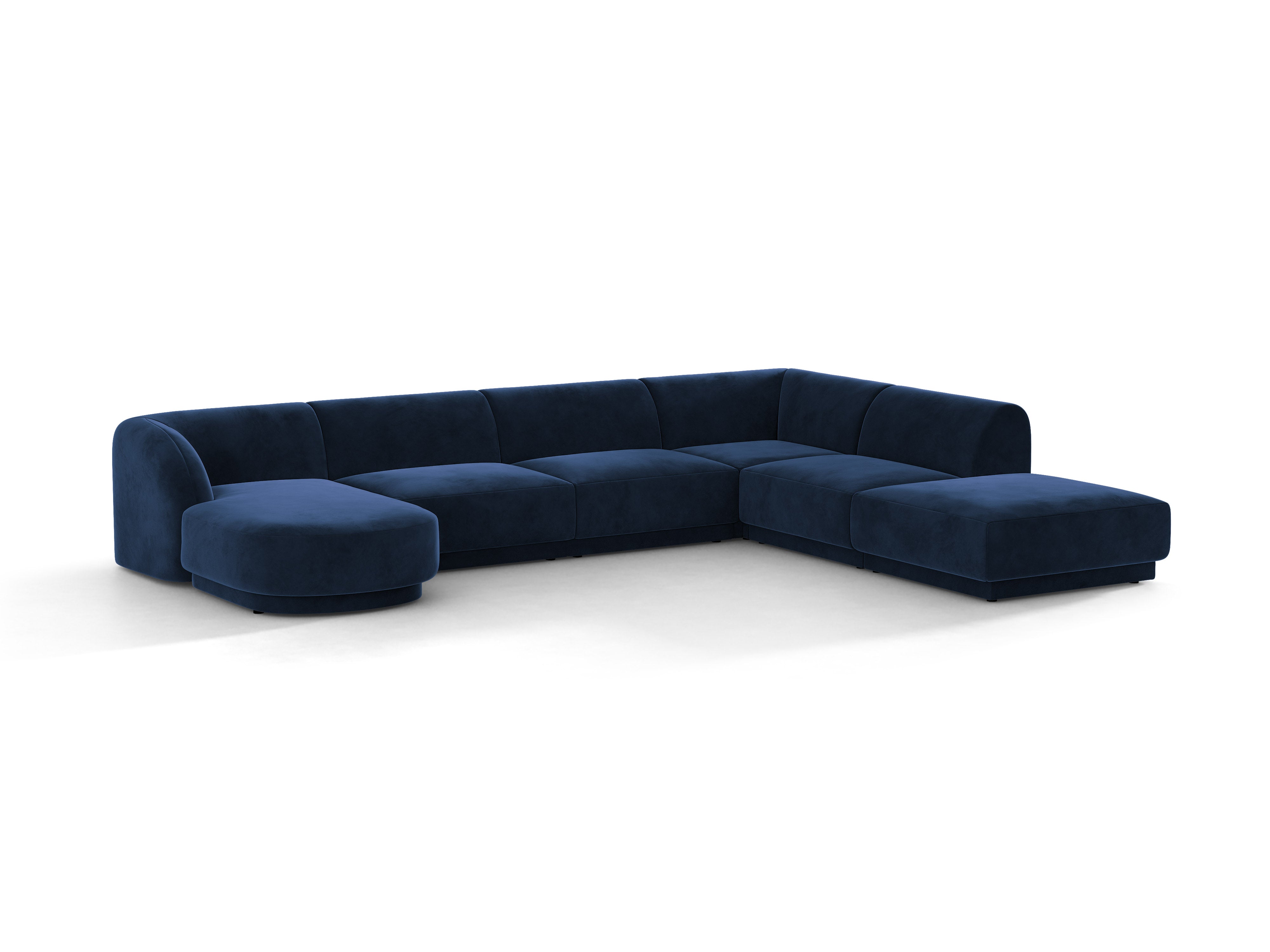 Samt-Ecksofa für 6 Personen in U-Form rechts MILEY marineblau