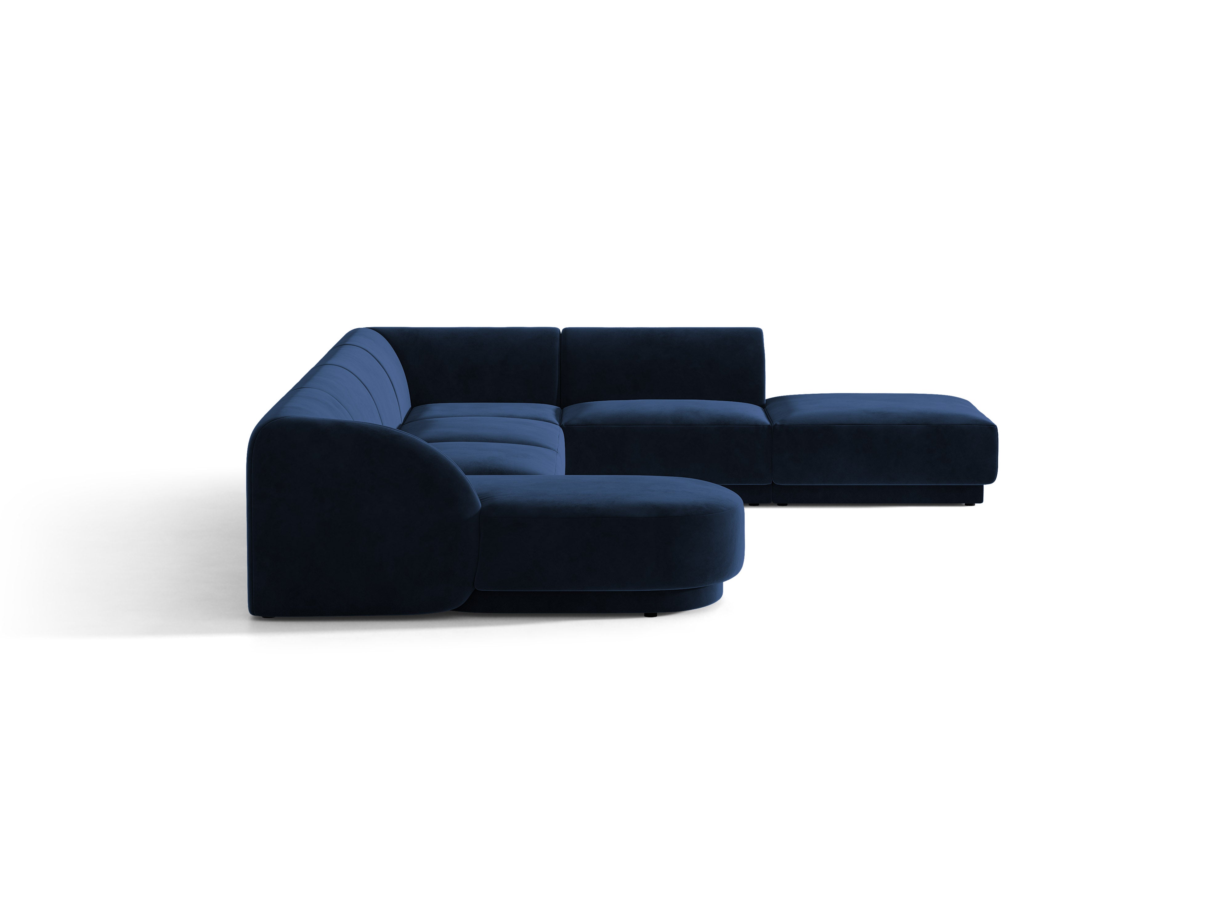 Samt-Ecksofa für 6 Personen in U-Form rechts MILEY marineblau