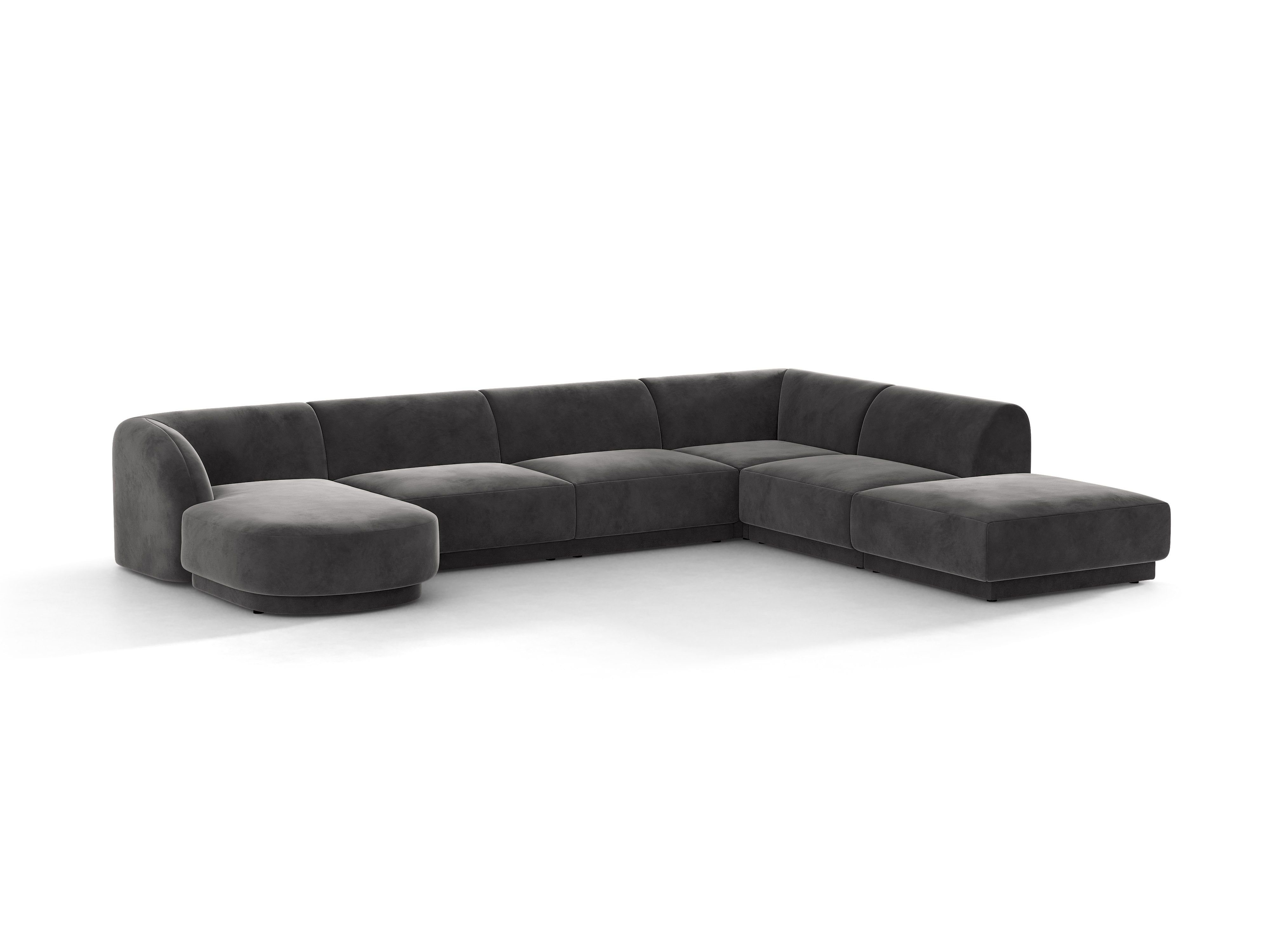 Samt-Ecksofa für 6 Personen in U-Form rechts MILEY dunkelgrau
