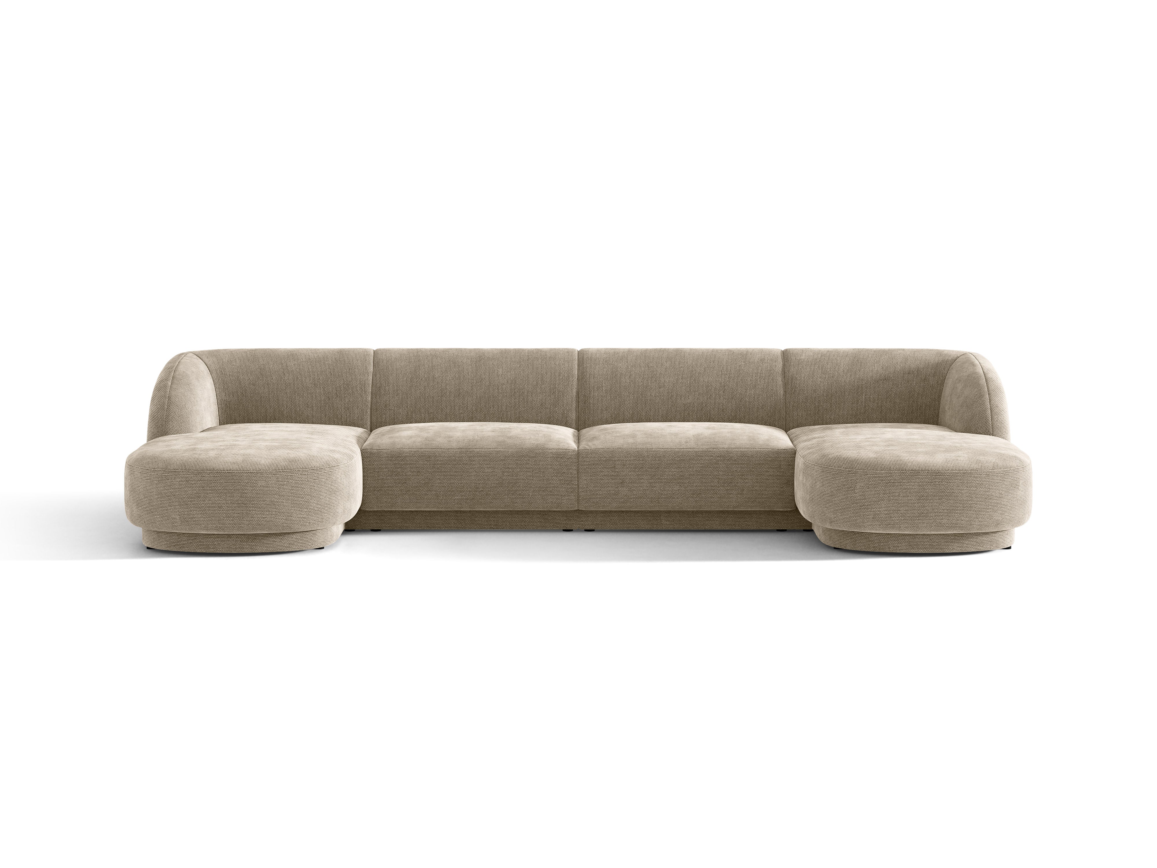Panoramacouch für 5 Personen MILEY beige seidiger Chenille